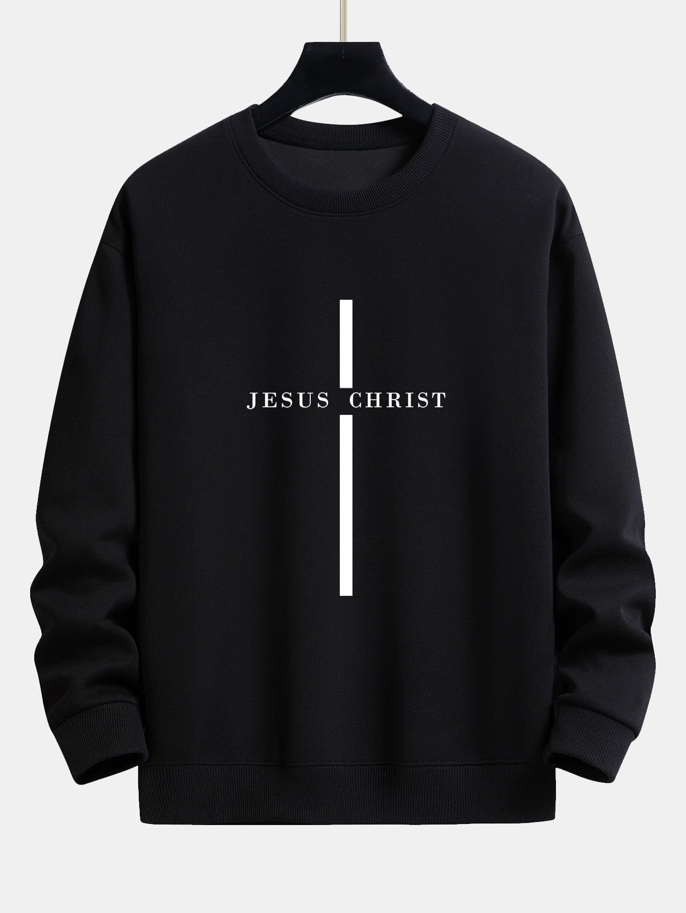 Sweat-shirt décontracté à imprimé rayé Jesus Christ