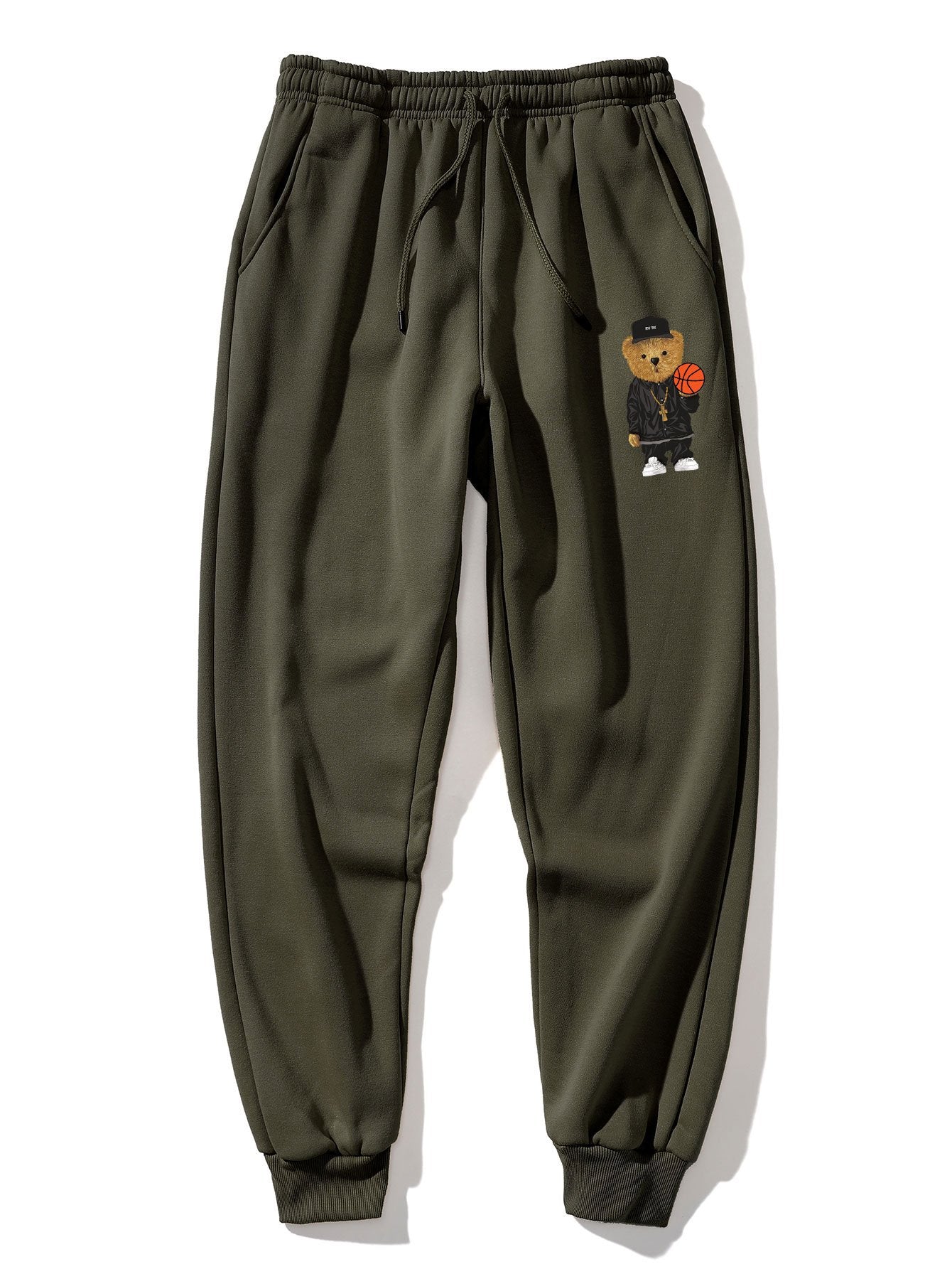 Basketball Bear Print Jogger Pants