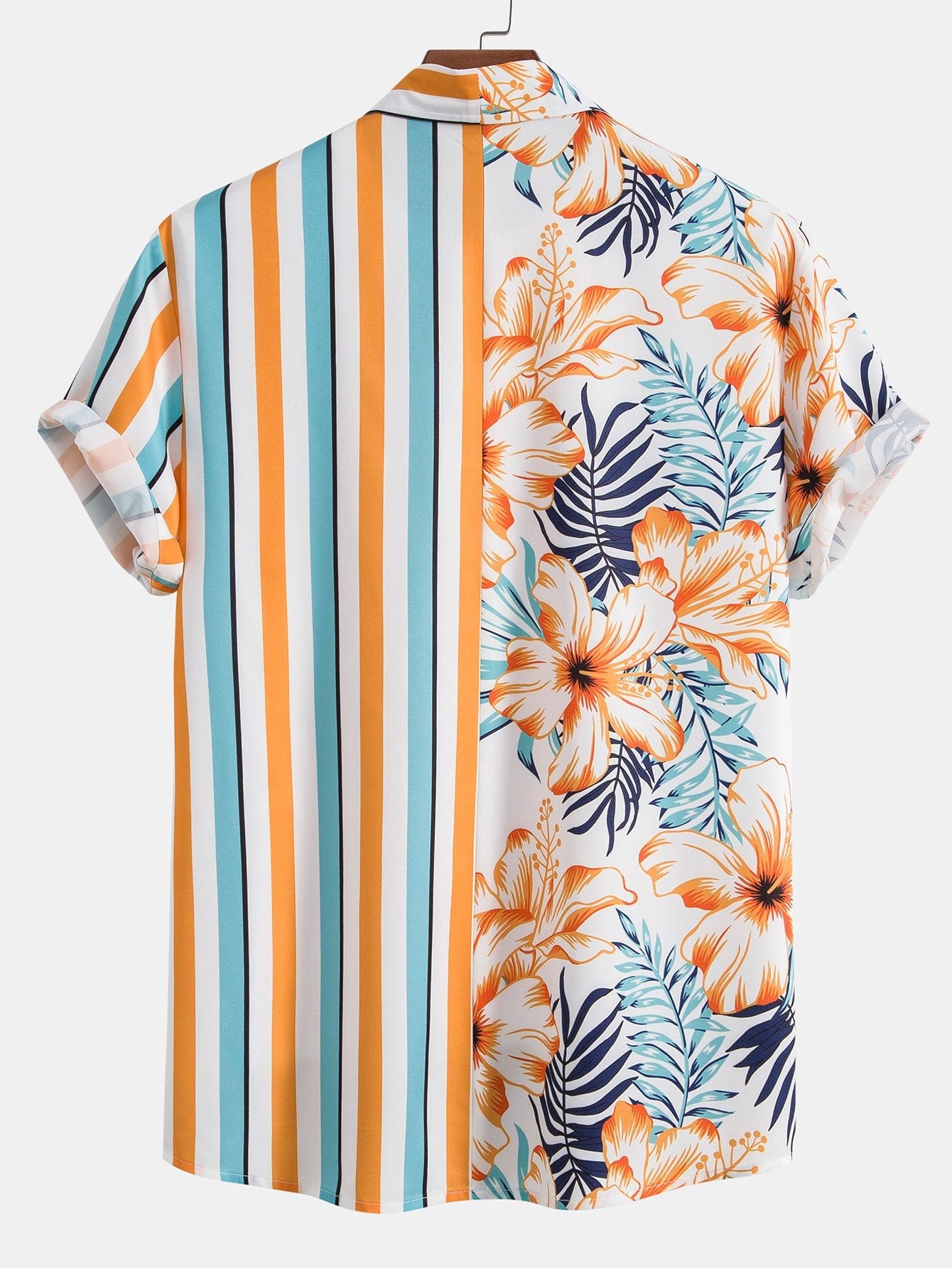 Chemise à panneaux à rayures tropicales