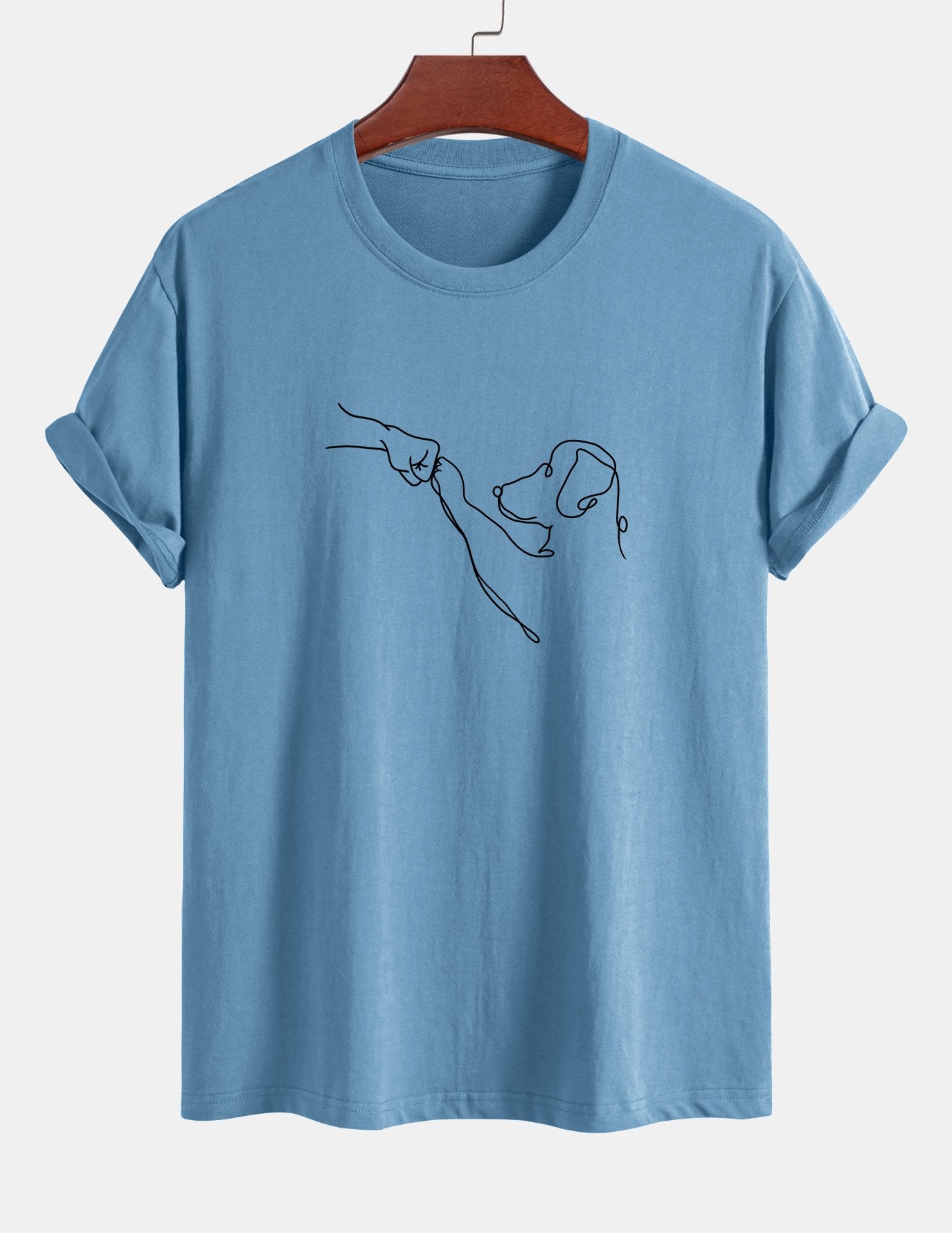 T-shirt en coton imprimé dessin au trait coupe classique