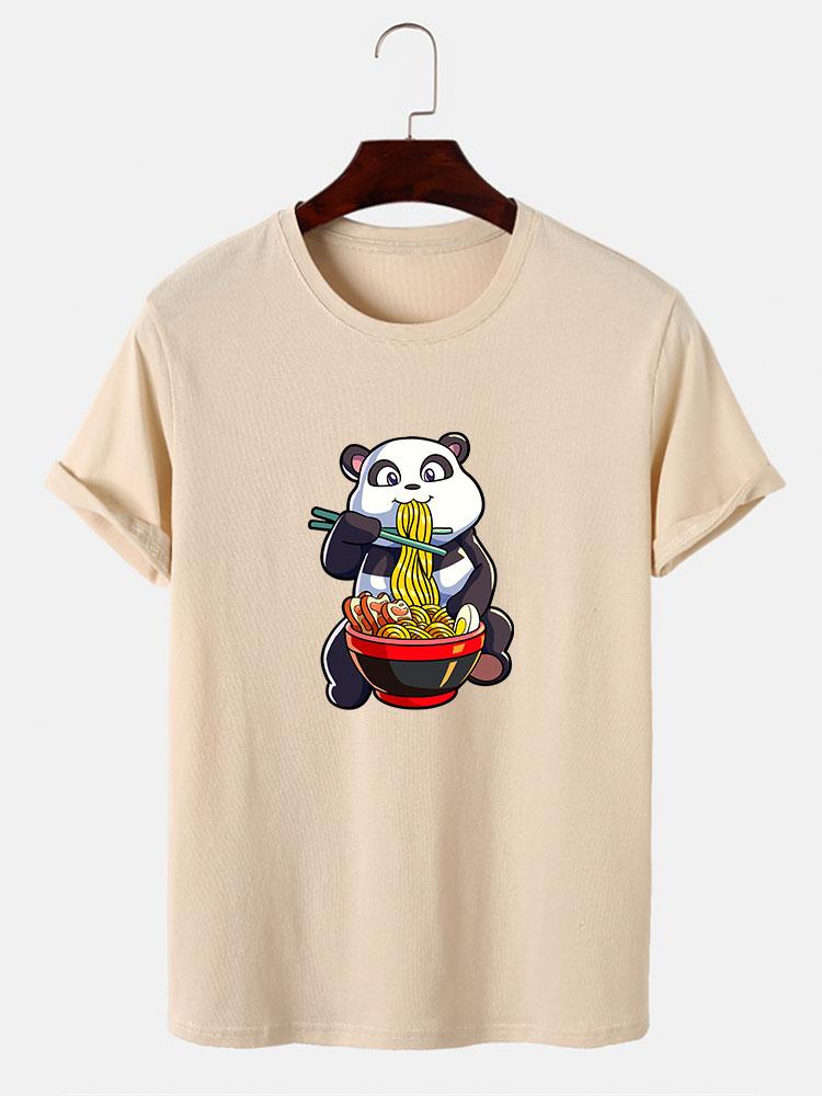 Panda Eating Ramen Print T-Shirt