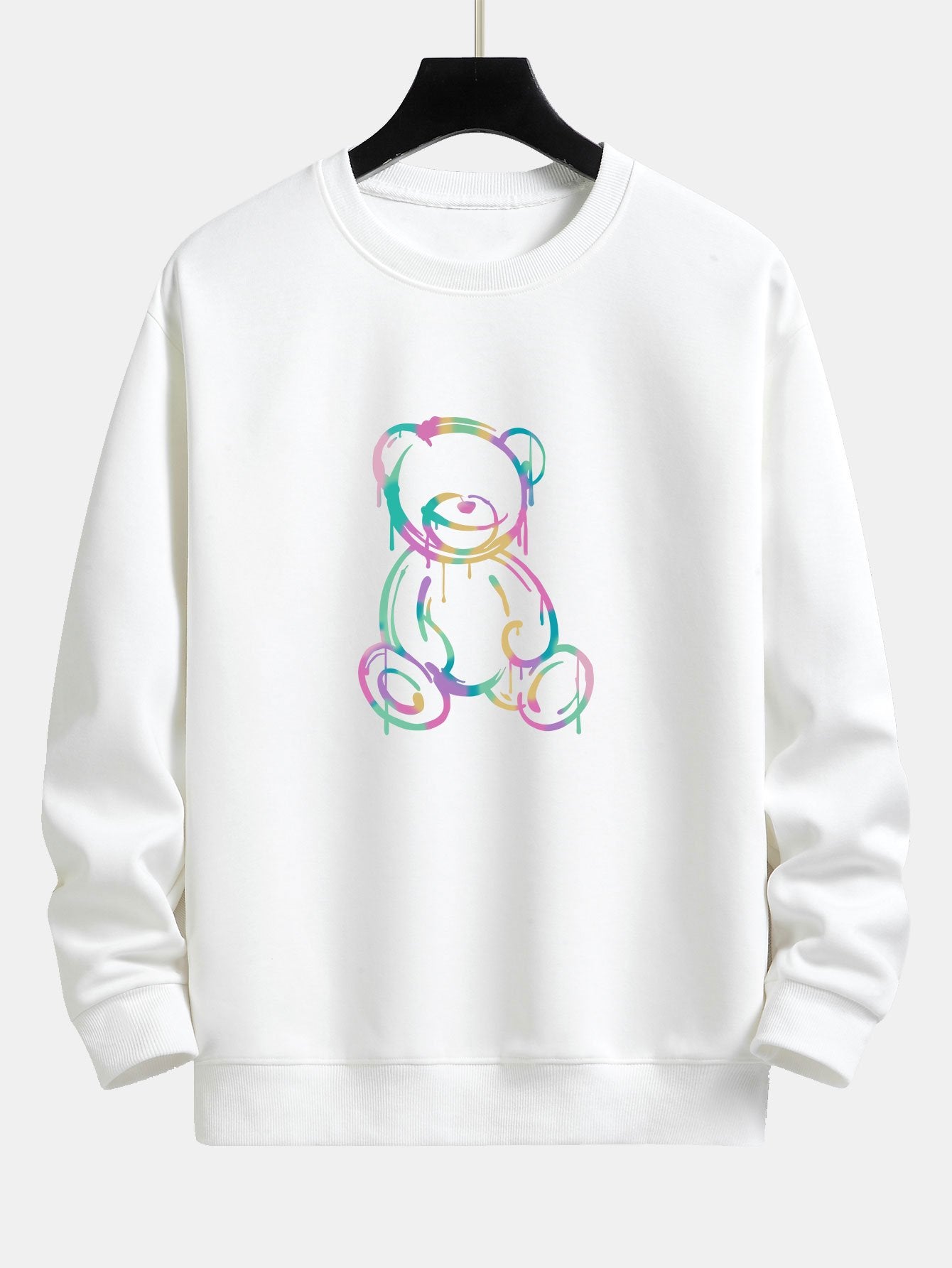 Colorful Dissolving Bear Print Relax Fit Sweatshirt