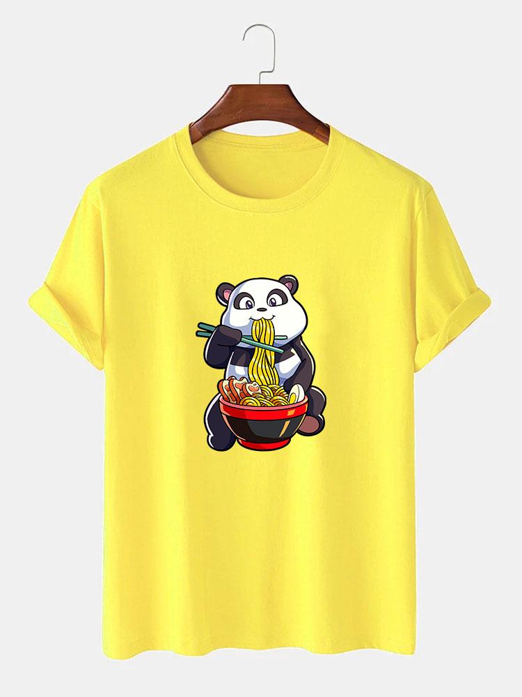 Panda Eating Ramen Print T-Shirt