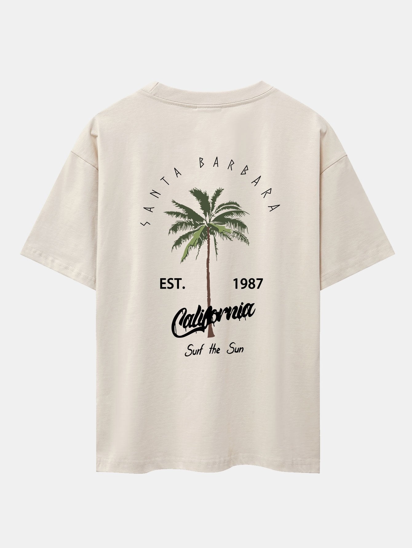 California Palm Tree Print Drop Shoulder Oversize T-Shirt