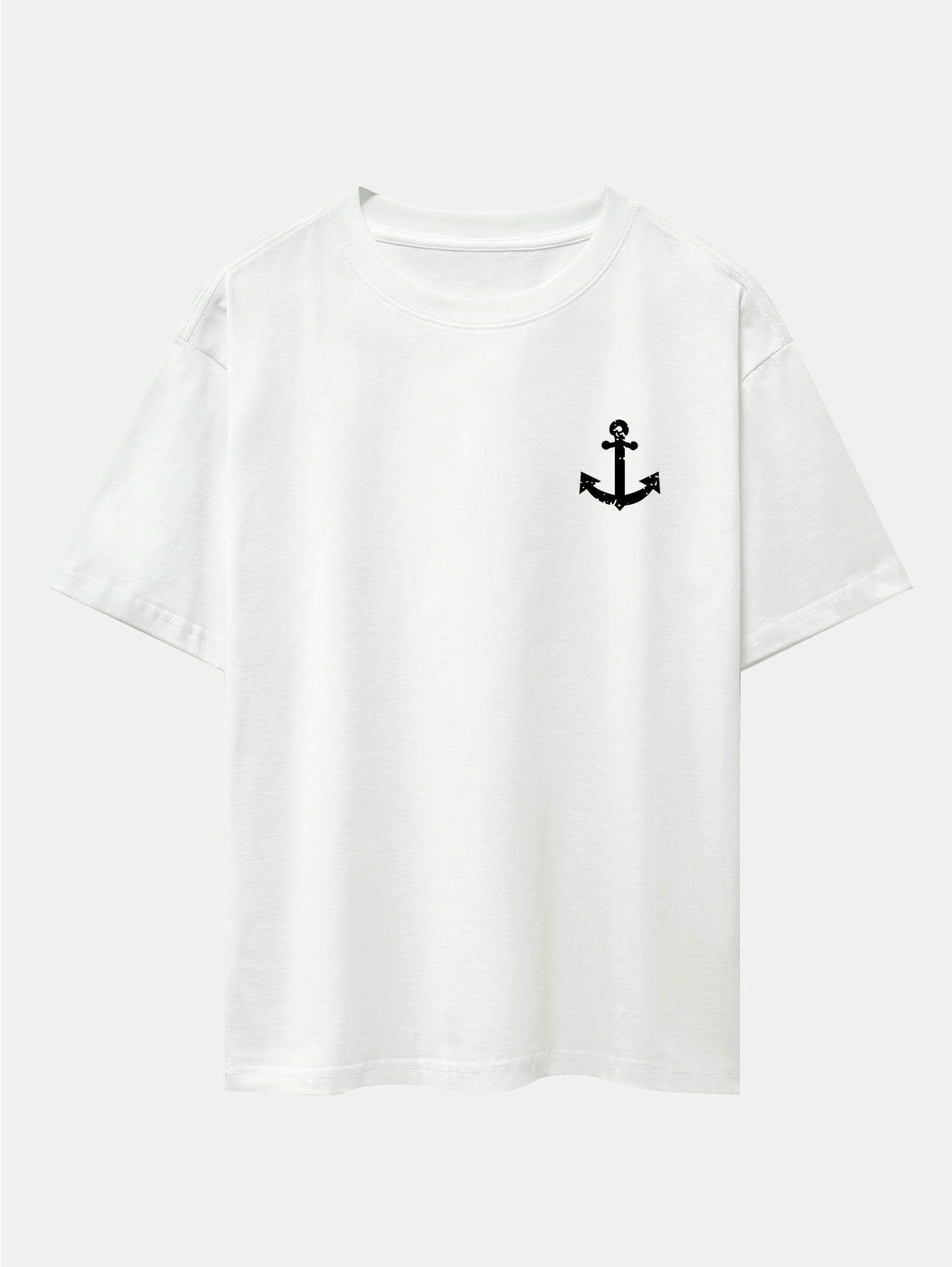 Anchor Print Drop Shoulder Oversize T-Shirt