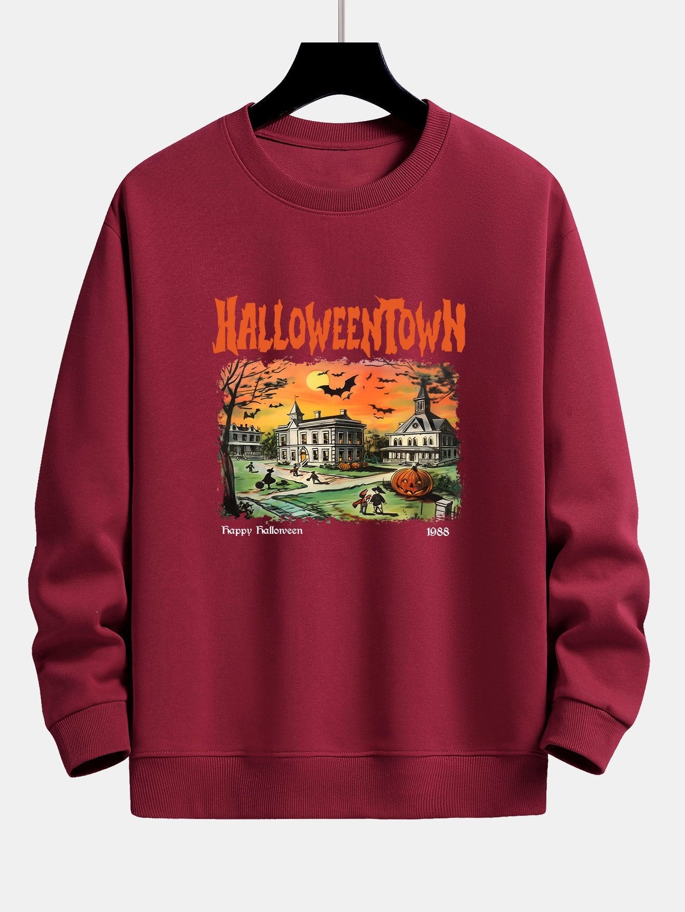 Sweat-shirt coupe décontractée à imprimé ville d'Halloween