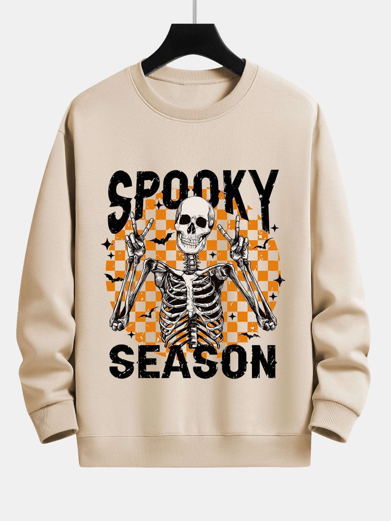 Sweat-shirt coupe décontractée à imprimé squelette Spooky Season