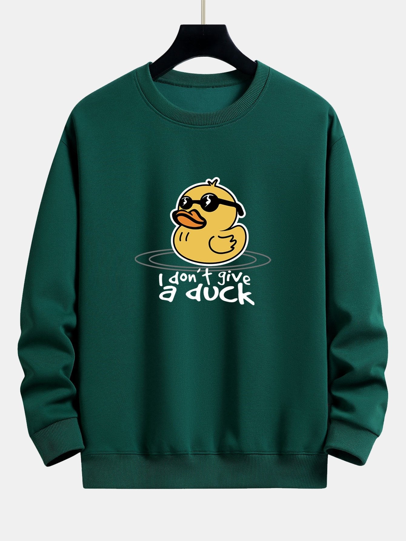 Sweat-shirt coupe décontractée imprimé canard jaune avec lunettes de soleil