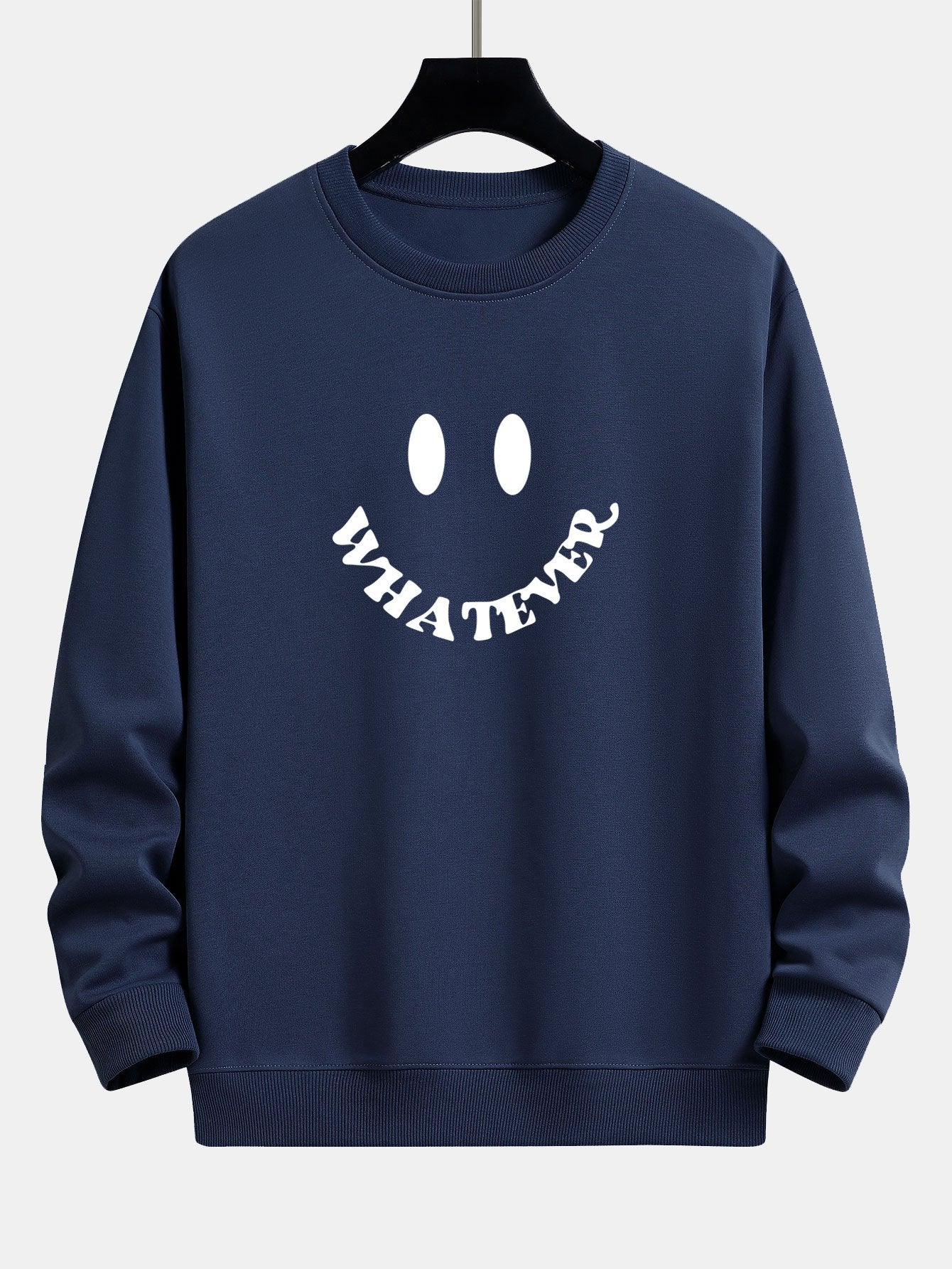 Sweat-shirt coupe décontractée à imprimé smiley et slogan