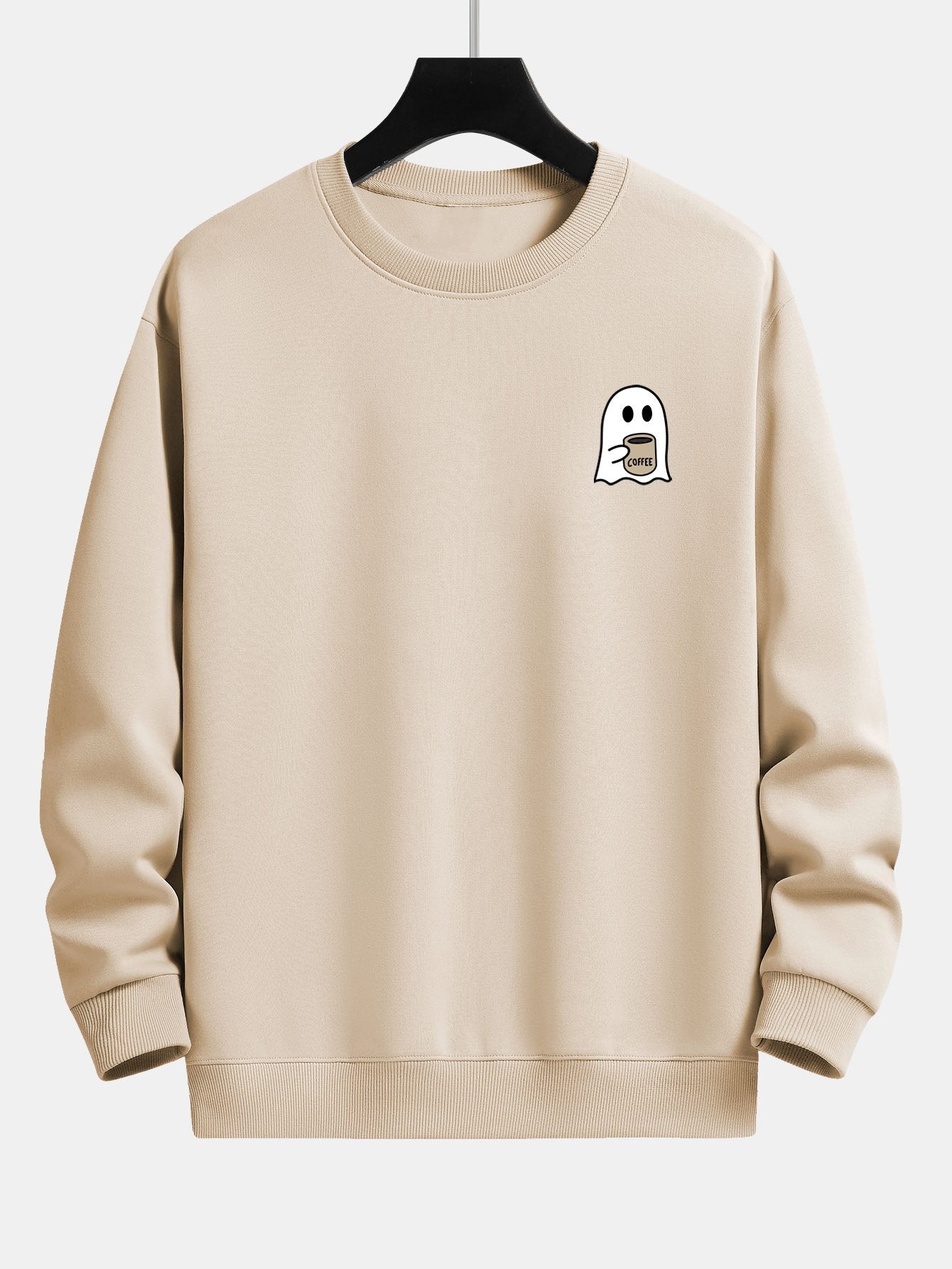 Ghost Drinking Coffee Print Relax Fit Sweatshirt