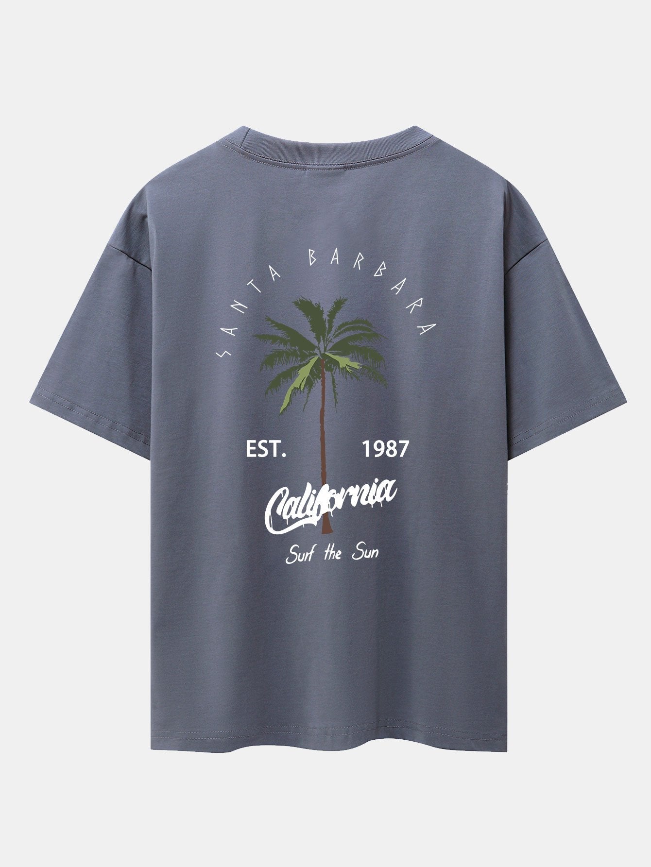 California Palm Tree Print Drop Shoulder Oversize T-Shirt