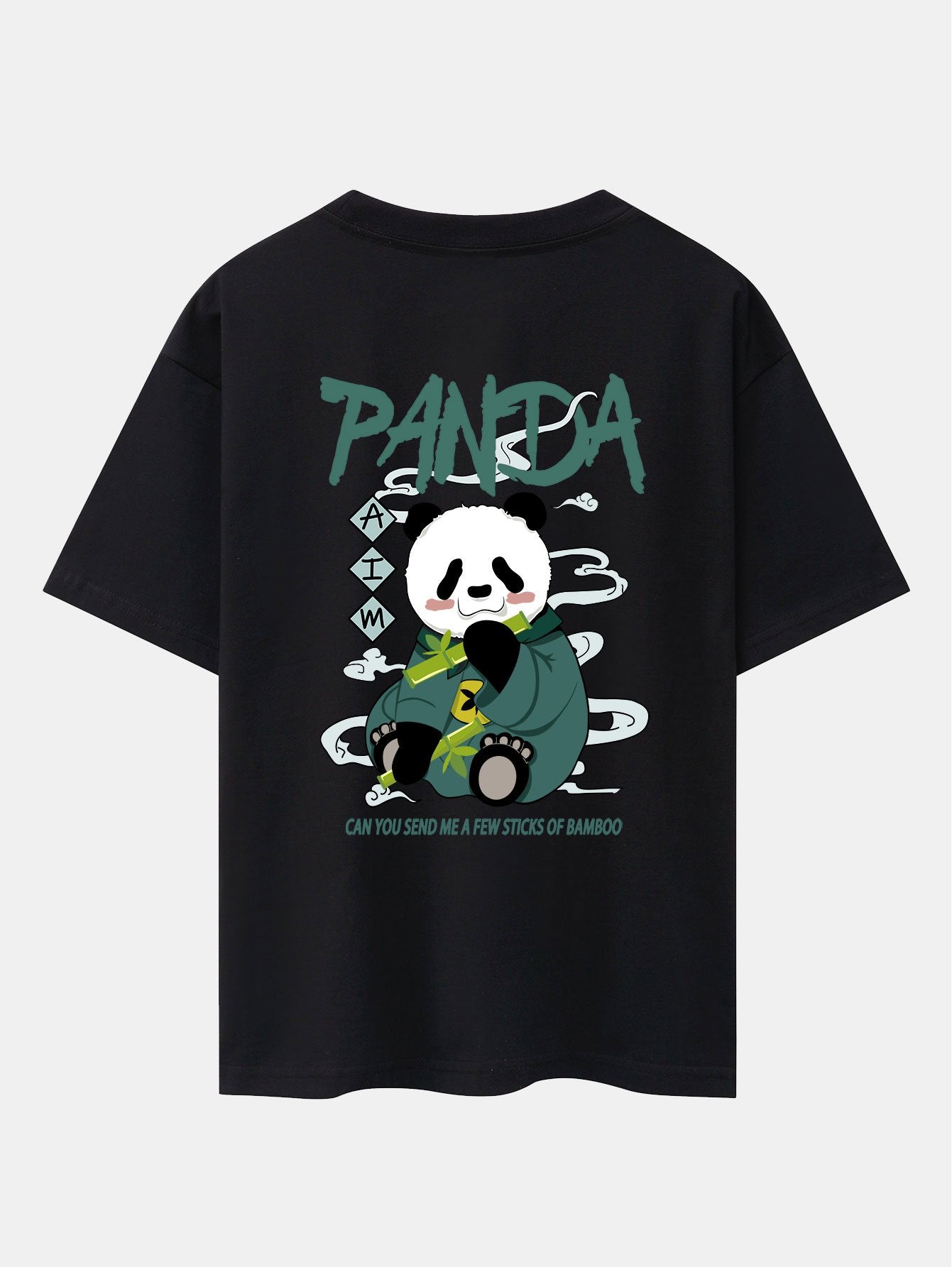 Cute Panda Back Print Oversize T-Shirt