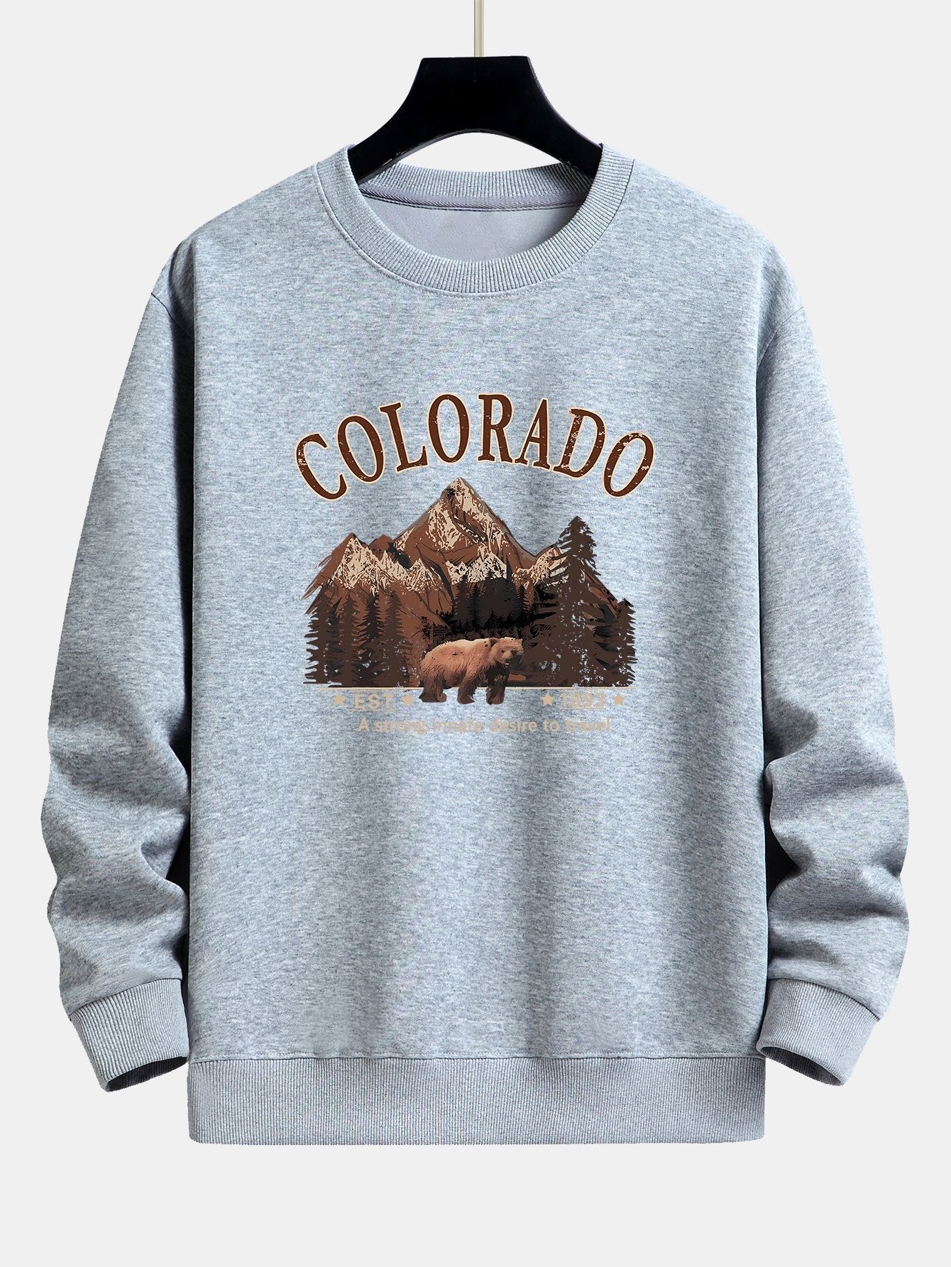 Sweat-shirt coupe décontractée à imprimé ours du Colorado