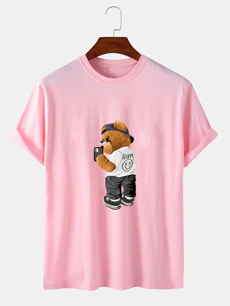 Selfie Bear Print Print T-Shirt