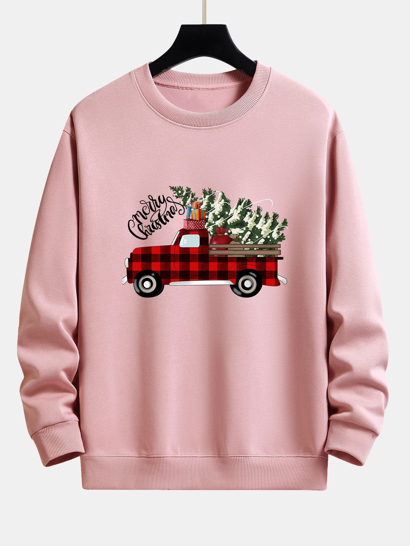 Sweat-shirt coupe décontractée à imprimé camion de Noël