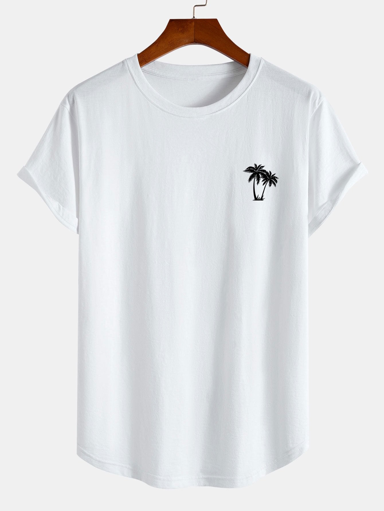 Palm Tree Little Logo Print Cotton Arc Hem T-Shirt