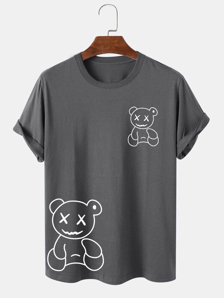 Line Shaped Bear Print T-Shirt