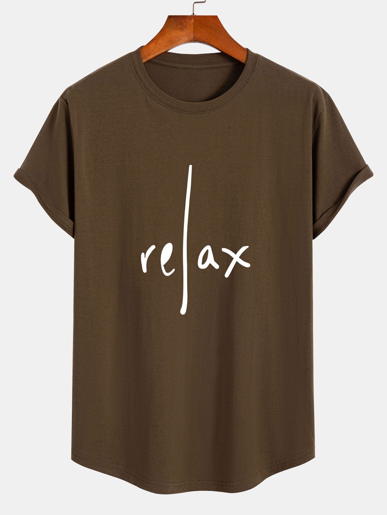 Relax Print Cotton Arc Hem T-Shirt