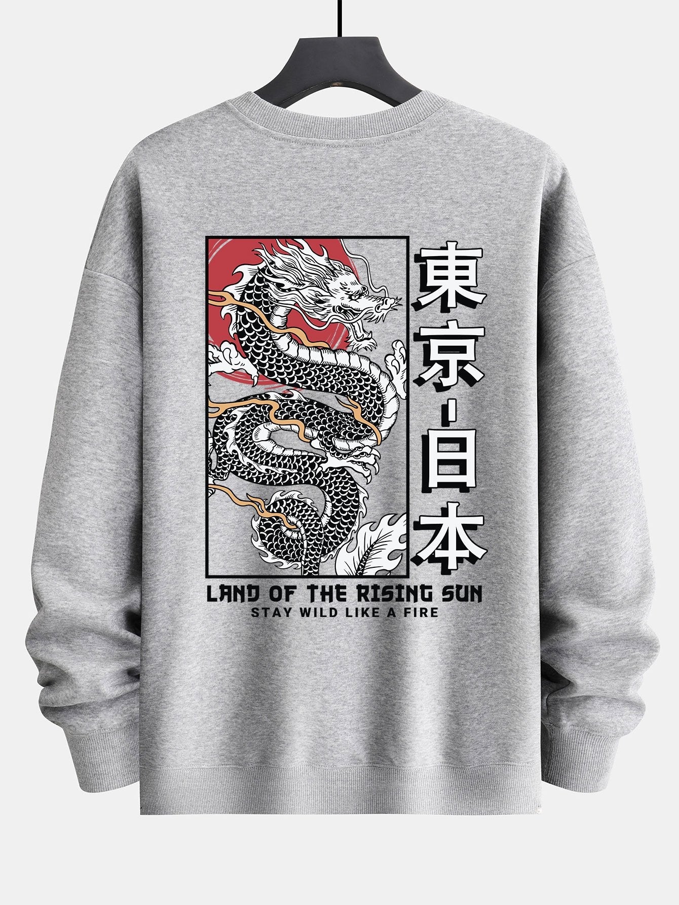 Sweat-shirt coupe décontractée à imprimé Tokyo Dragon au dos