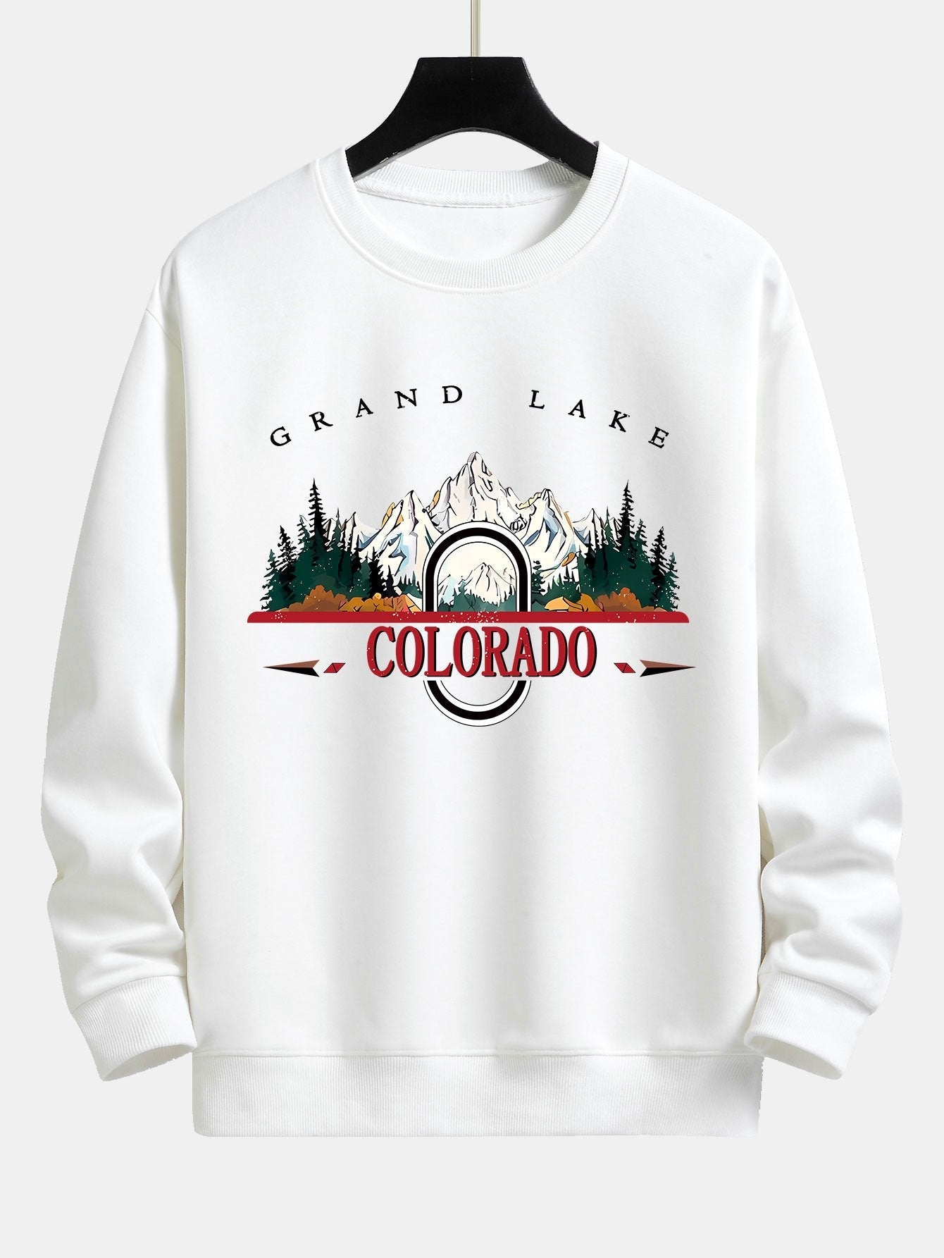 Sweat-shirt coupe décontractée à imprimé montagnes du Colorado