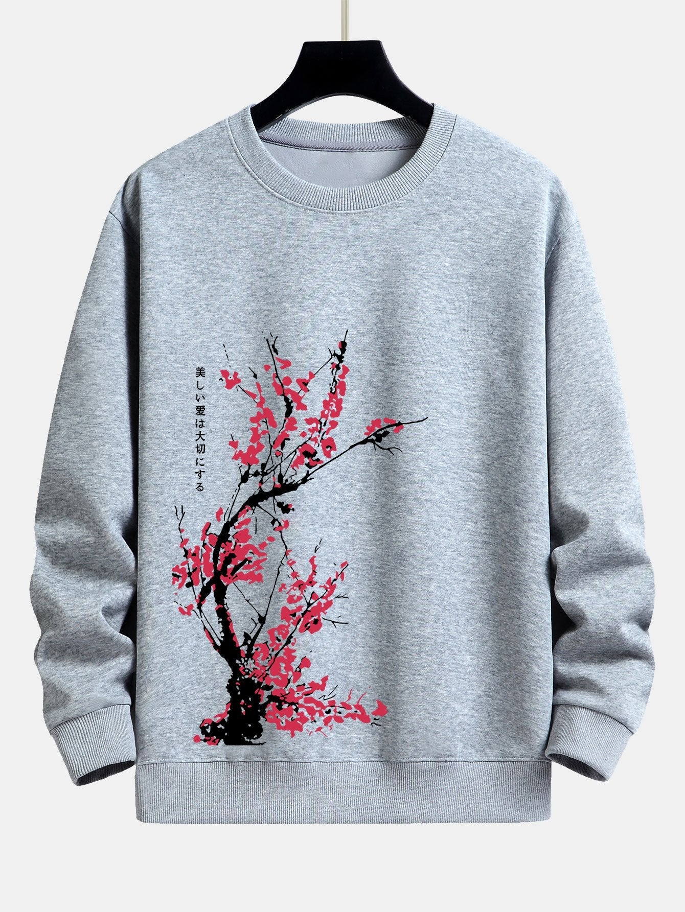 Sweat-shirt coupe décontractée à imprimé floral et slogan Plum Blossom