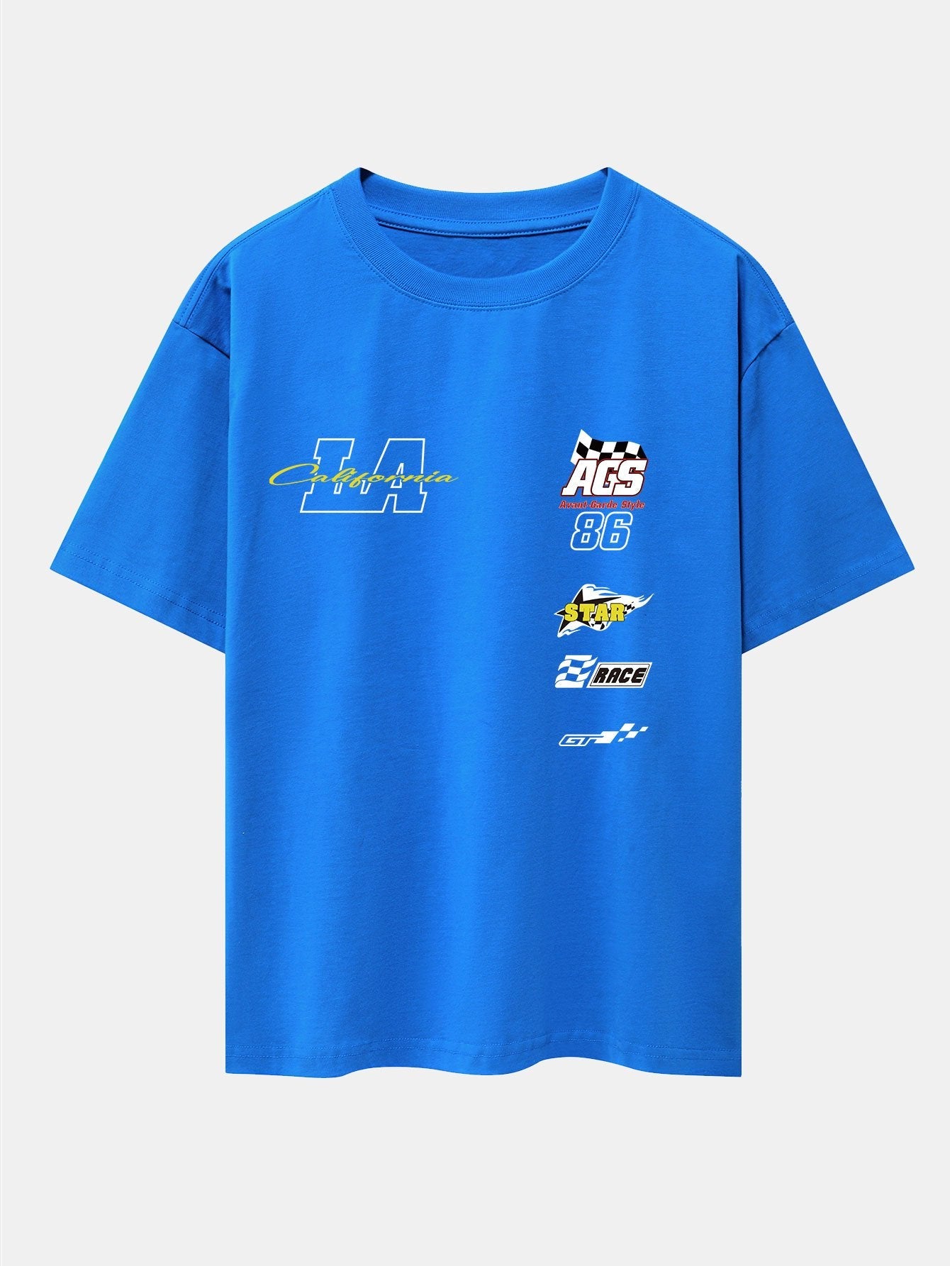 LA Racing Slogan Print Drop Shoulder Oversize T-Shirt