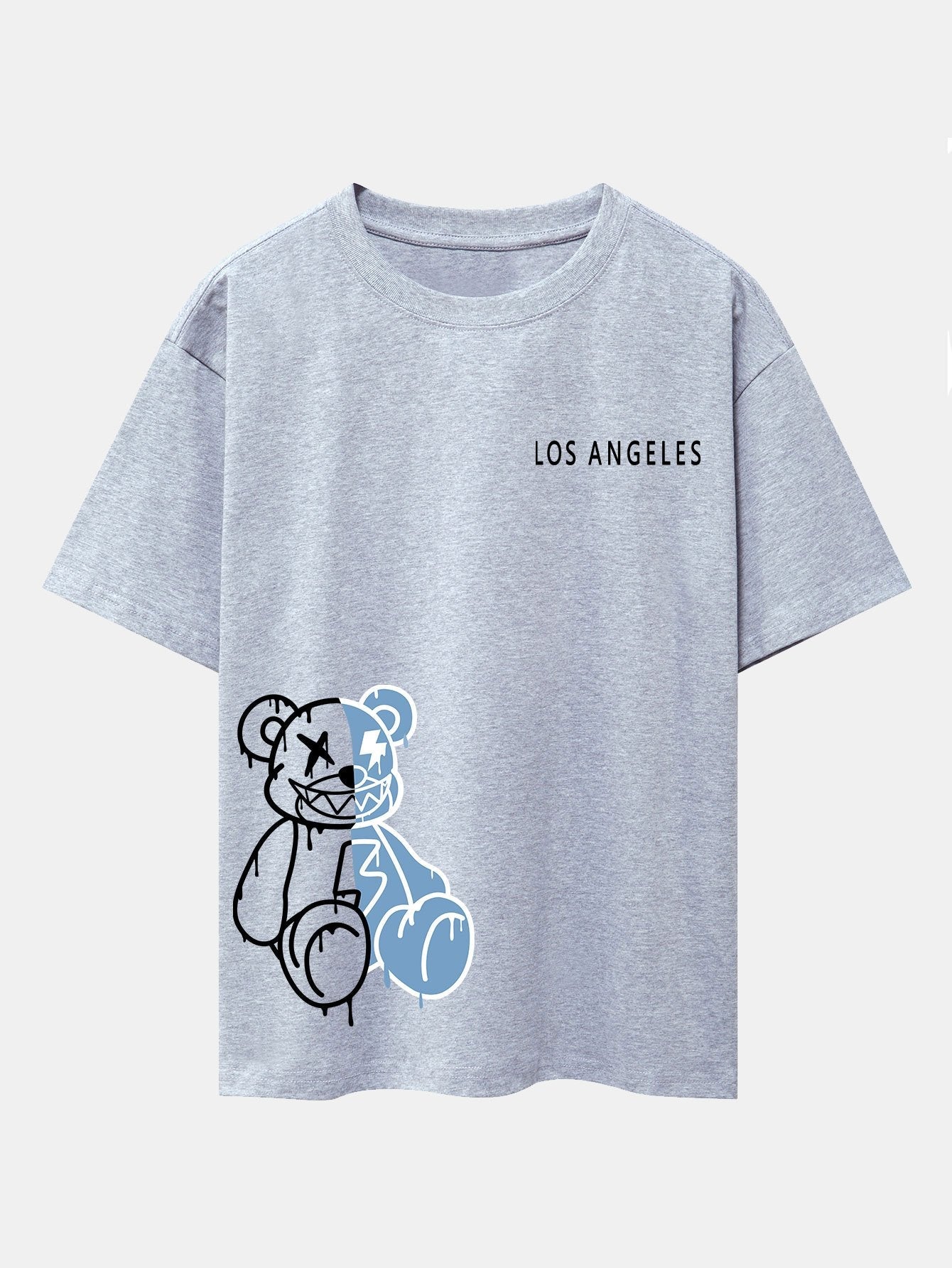 Los Angeles Dissolving Bear Print Drop Shoulder Oversize T-Shirt