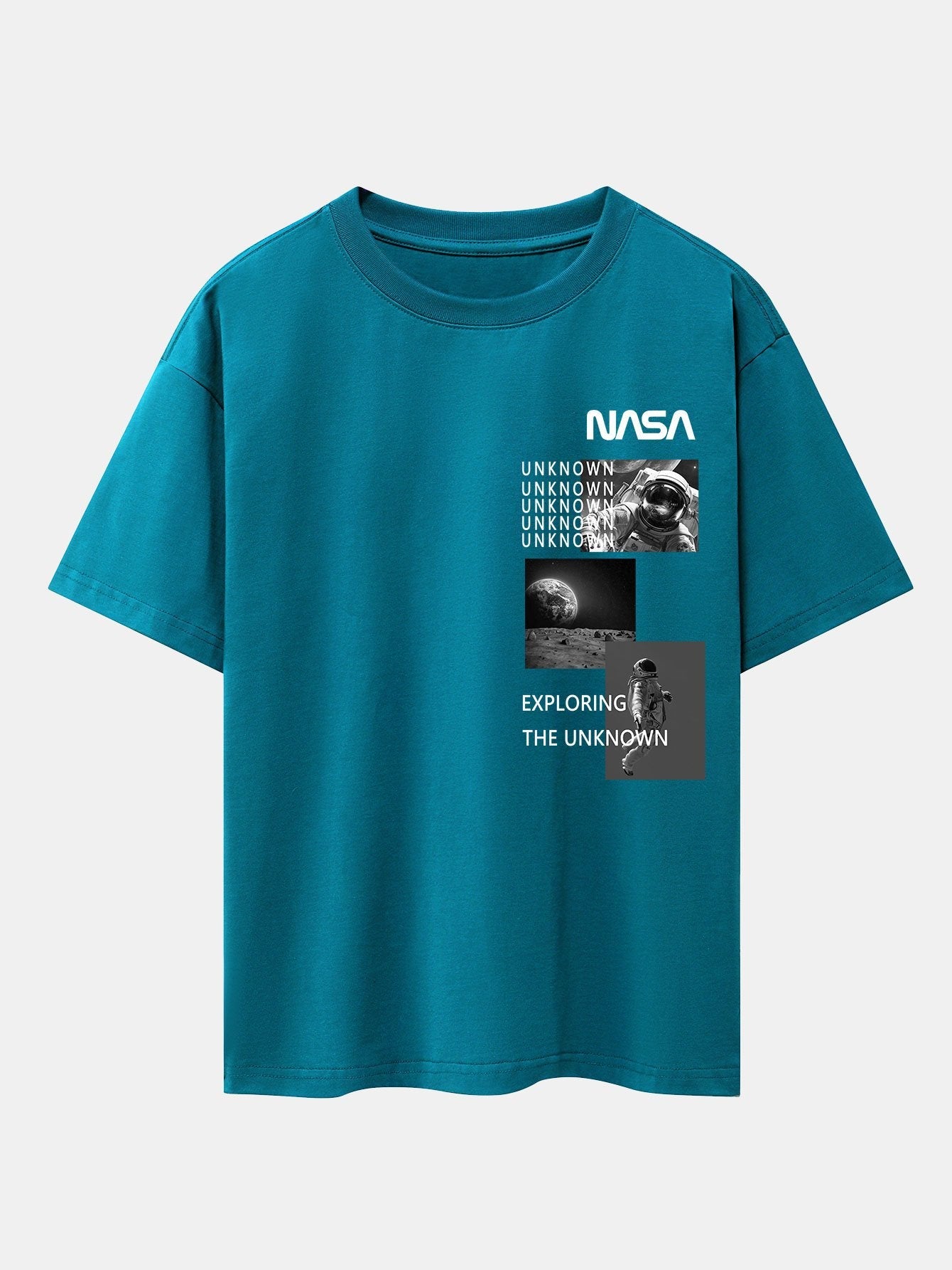 NASA Moon Landing Print Drop Shoulder Oversize T-Shirt