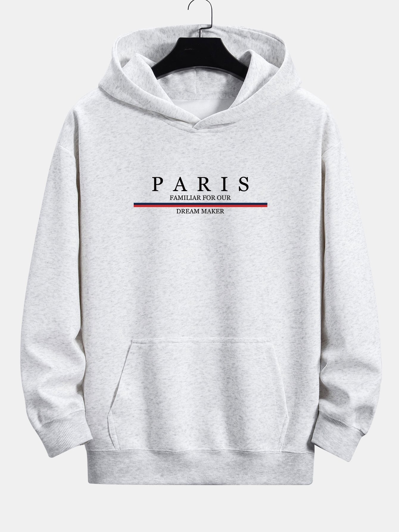 Sweat à capuche coupe décontractée à rayures Paris et imprimé slogan