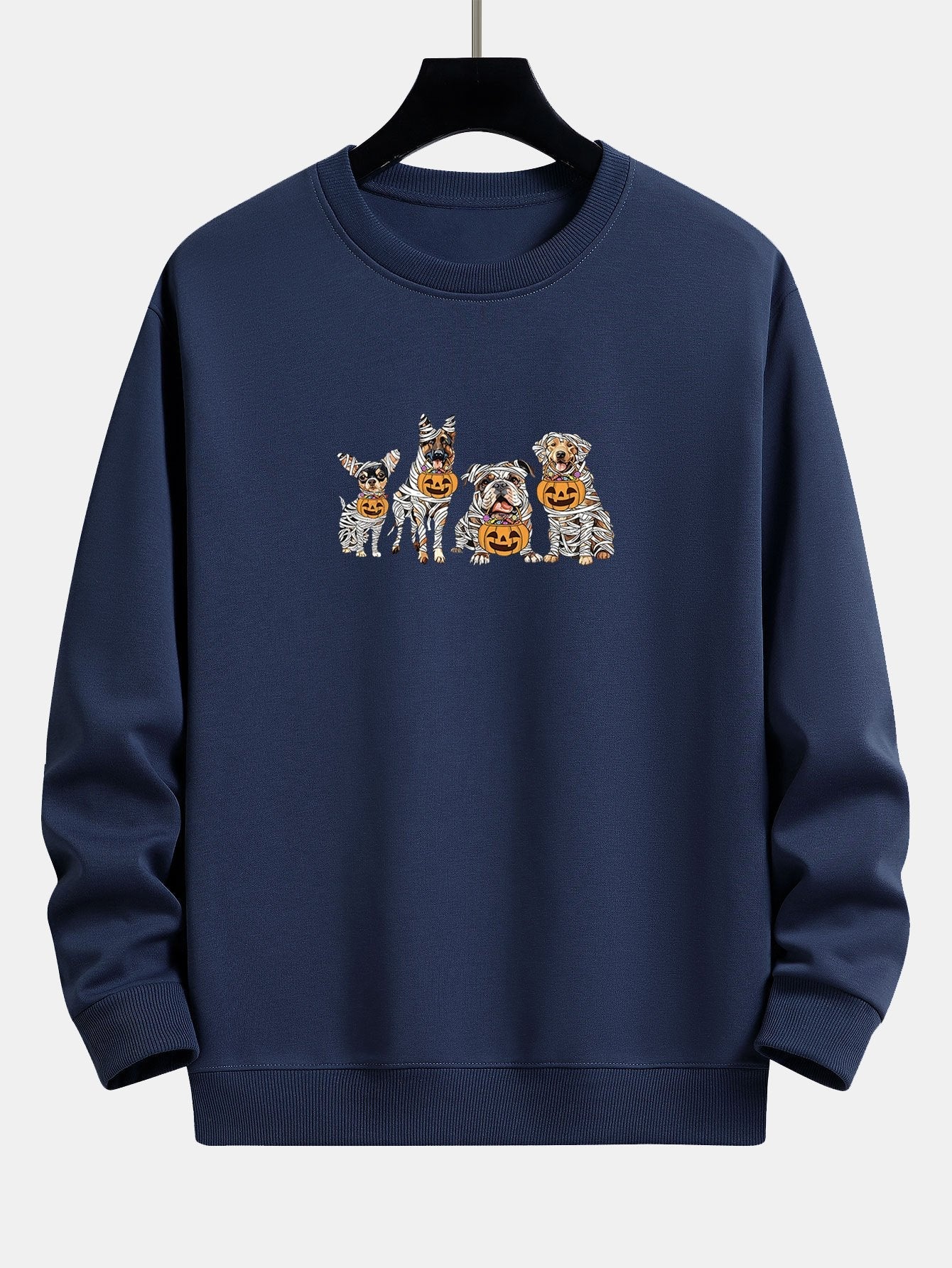 Sweat-shirt coupe décontractée avec imprimé de chiens momie et bandage d'Halloween