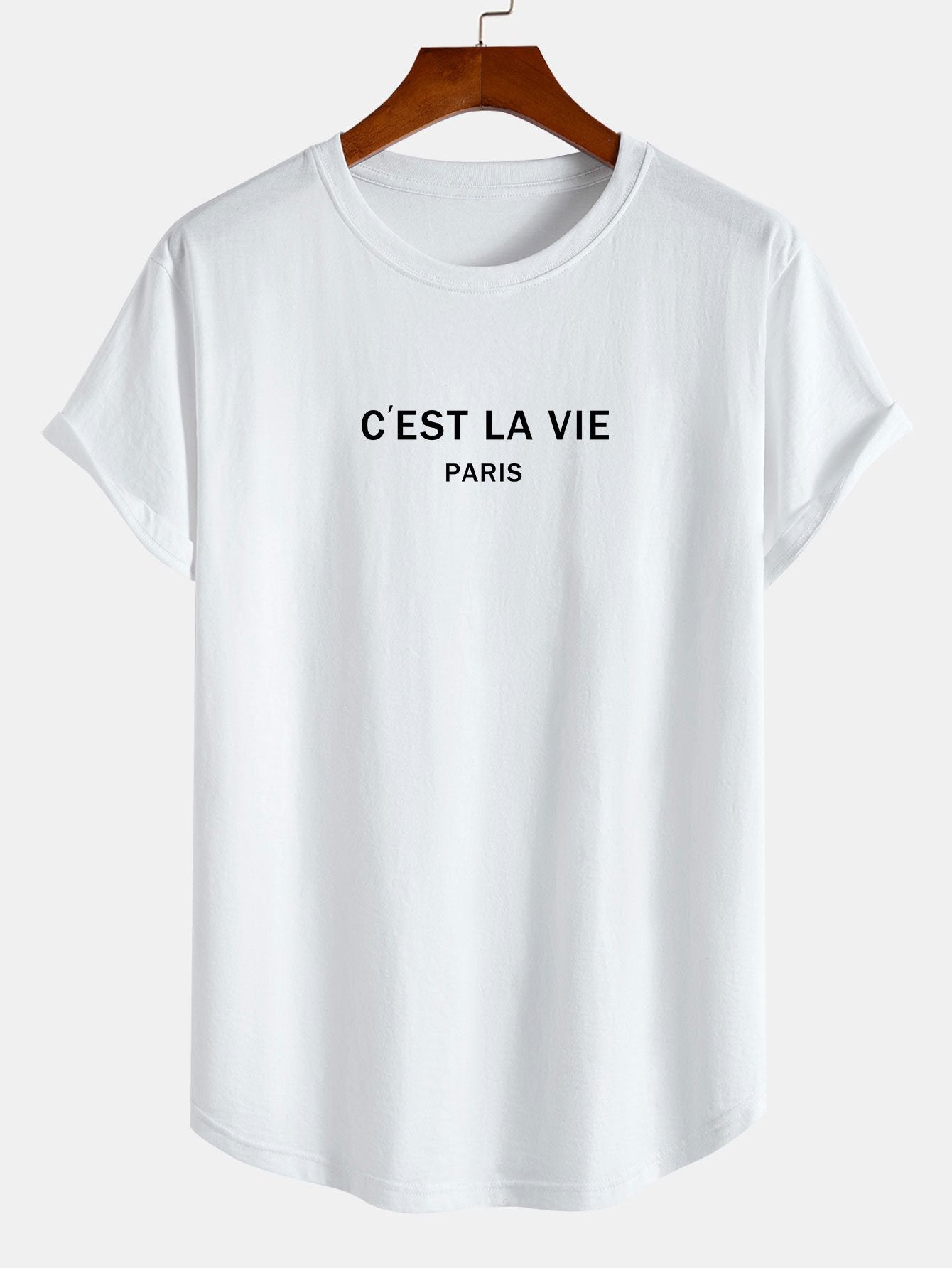 Paris Print Cotton Arc Hem T-Shirt