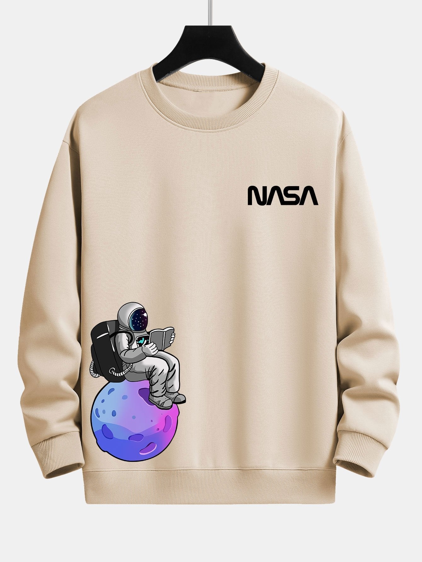 NASA Astronaut Reading Book Print Relax Fit Sweatshirt