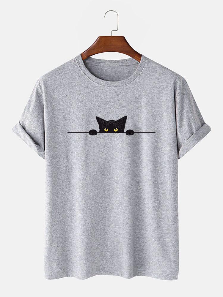 Black Cat Print T-Shirt