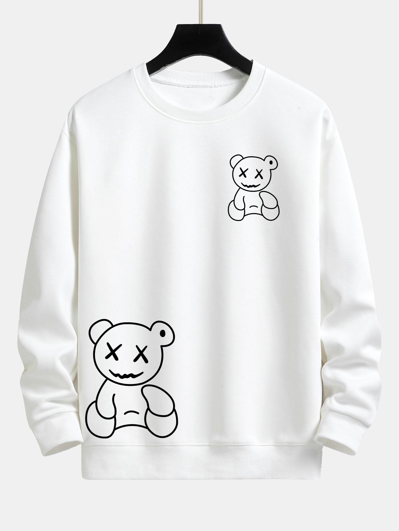 Line Shaped Bear Print Relax Fit Sweatshirt