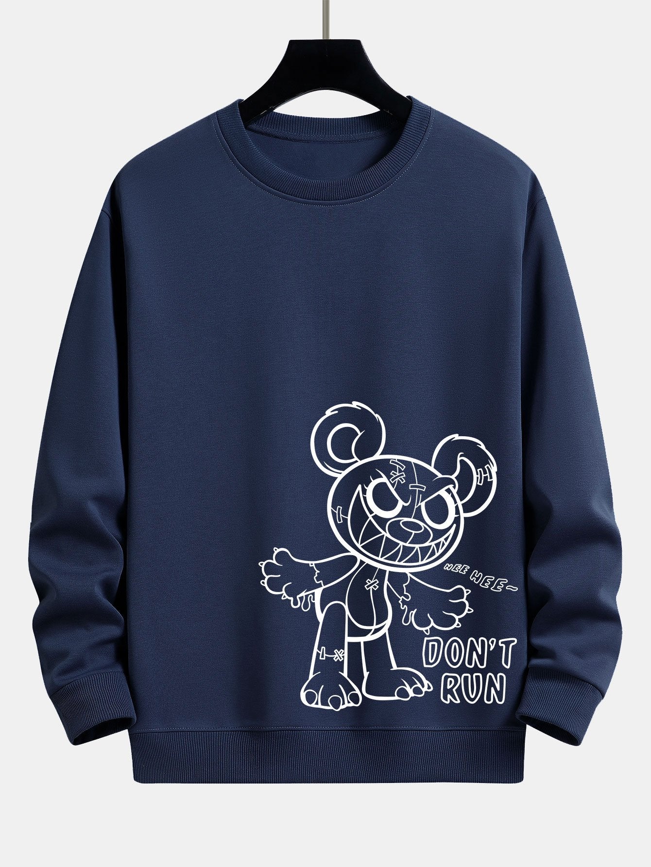 Sweat-shirt coupe décontractée à imprimé ours de dessin animé et slogan