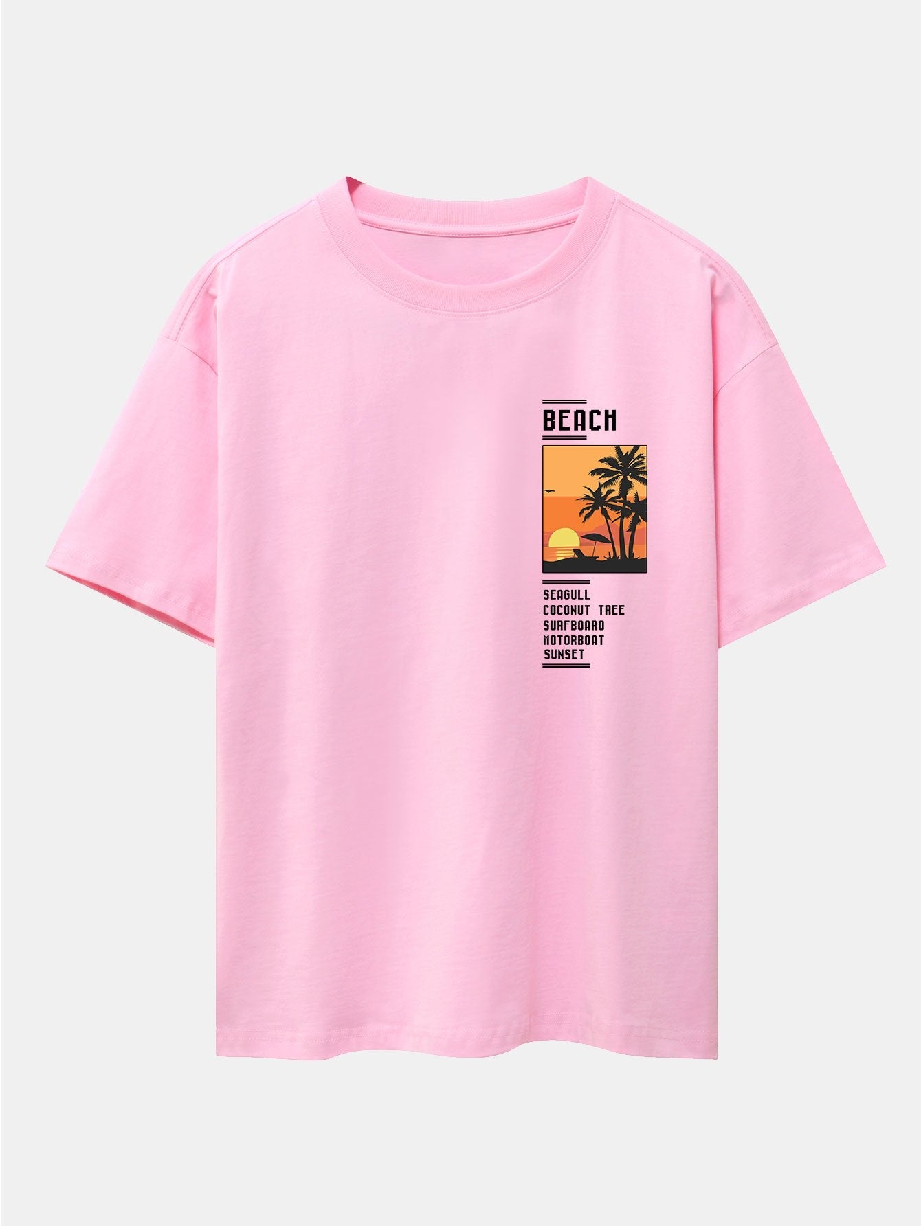 Beach Scenery Slogan Print Drop Shoulder Oversize T-Shirt