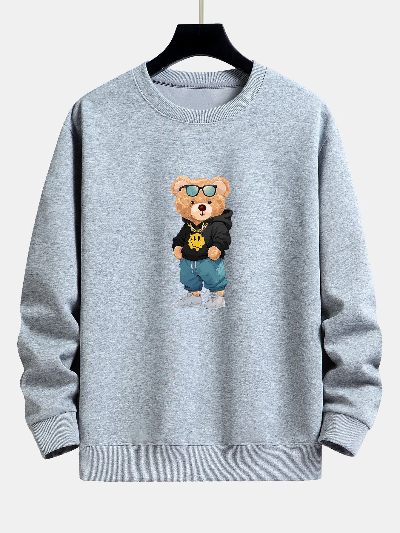 Sweat-shirt coupe décontractée à imprimé ours Hip Hop