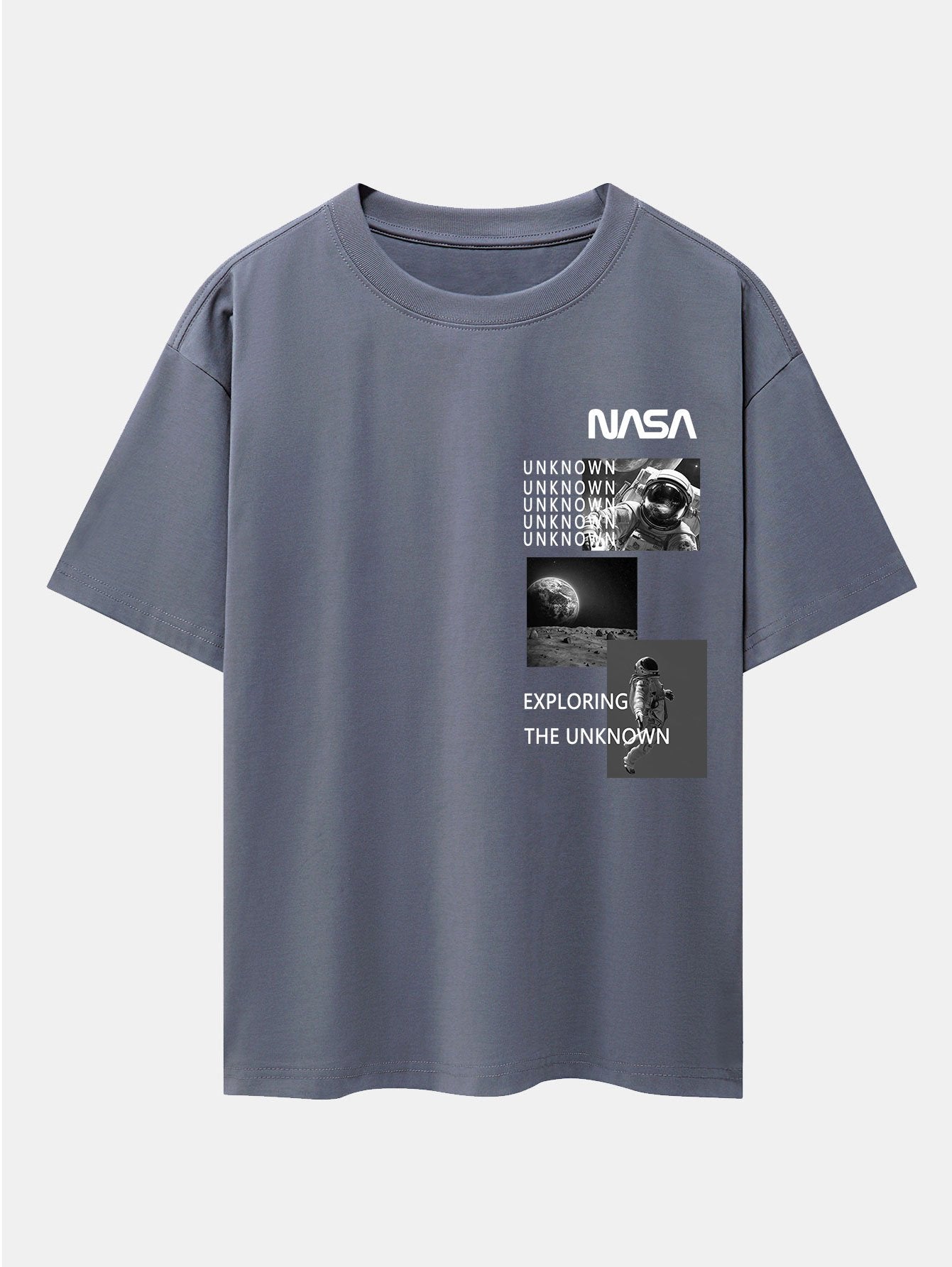 NASA Moon Landing Print Drop Shoulder Oversize T-Shirt