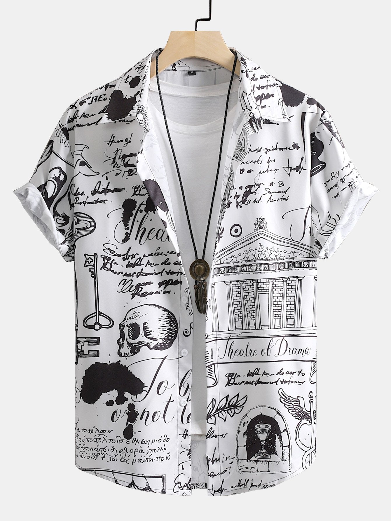 Chemise boutonnée avec texte imprimé tête de mort