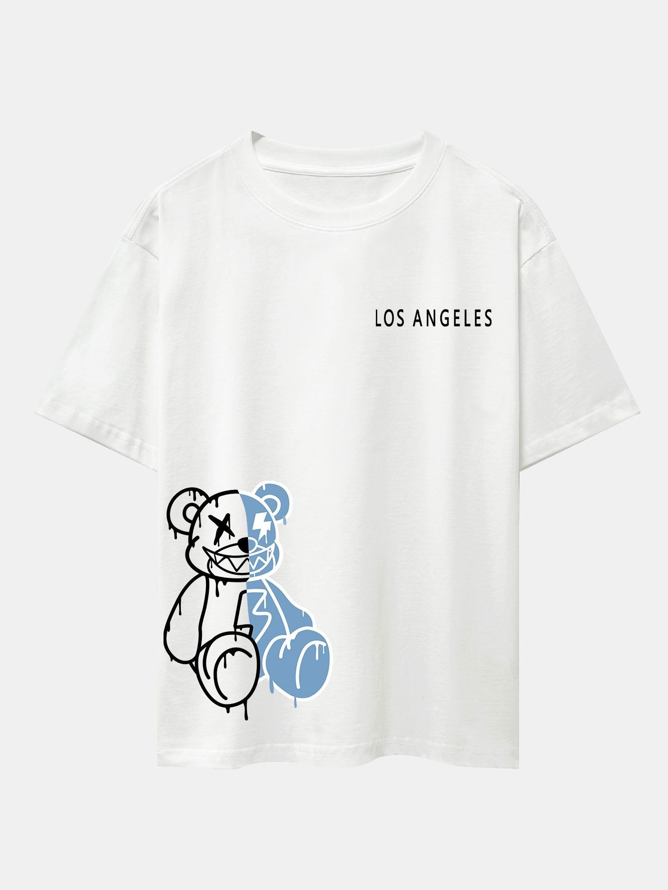 Los Angeles Dissolving Bear Print Drop Shoulder Oversize T-Shirt