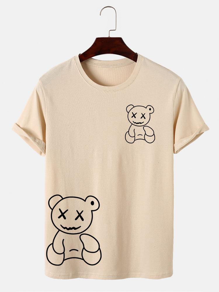 Line Shaped Bear Print T-Shirt