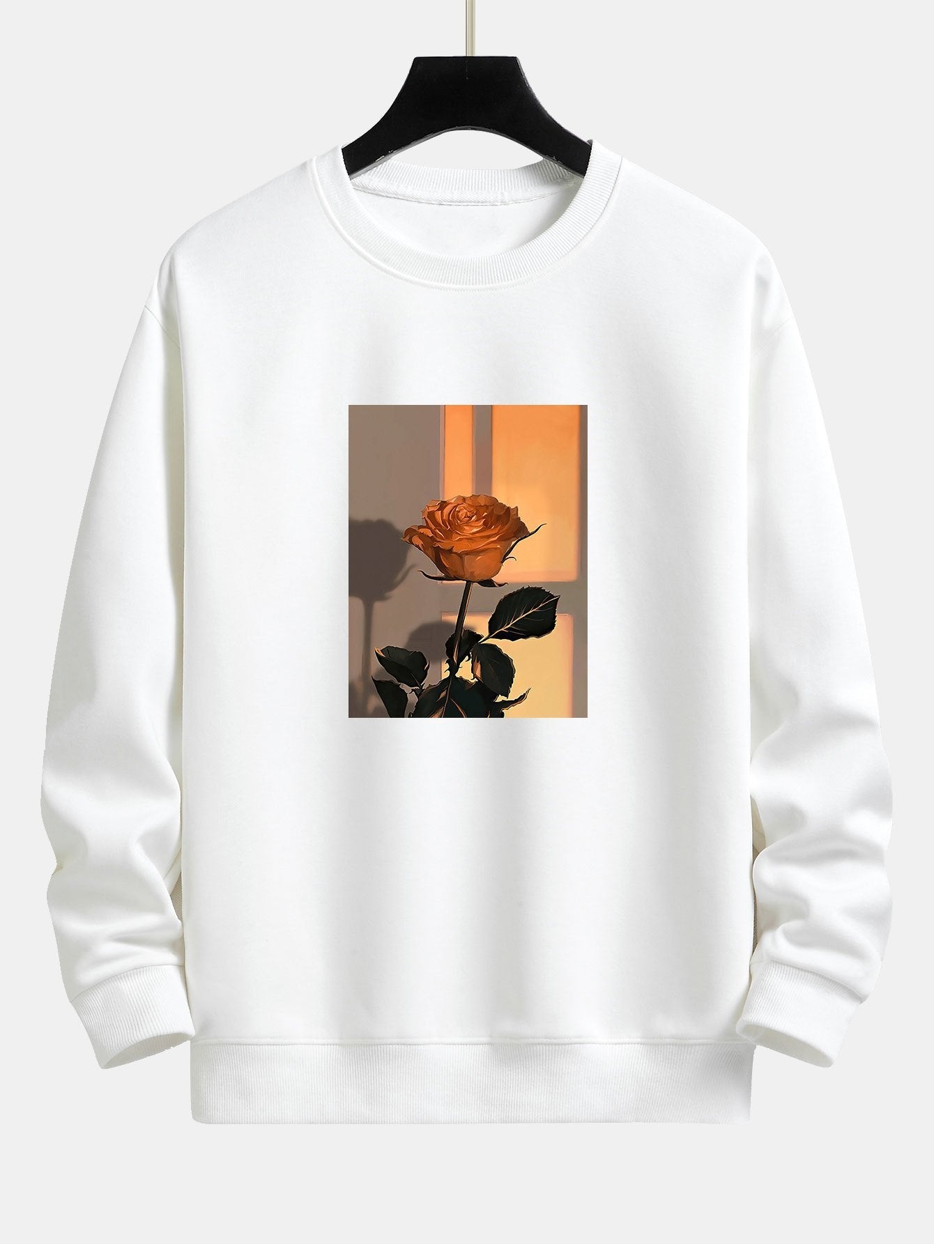 Sweat-shirt coupe décontractée à imprimé Sunset Rose