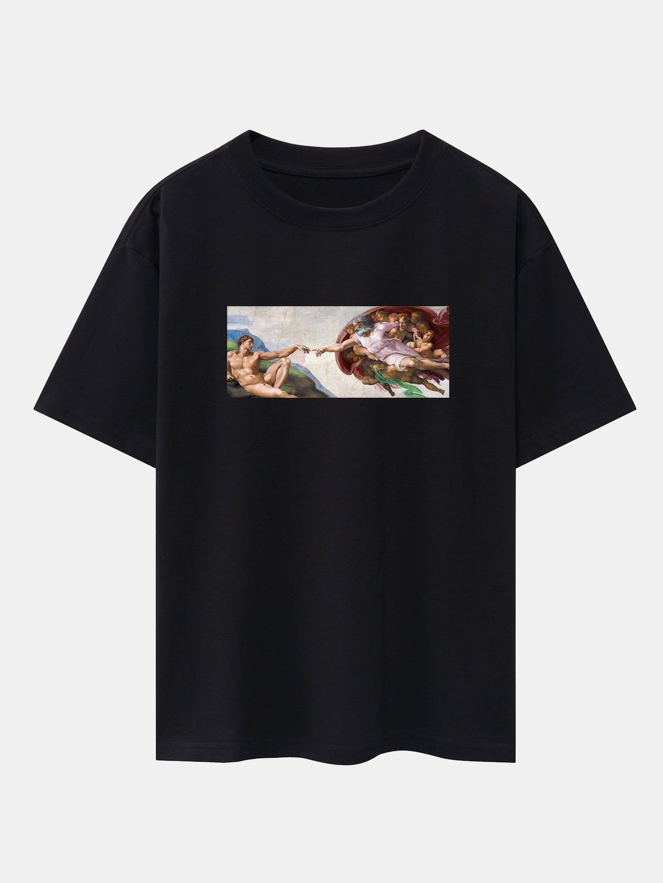 The Creation of Adam Print Drop Shoulder Oversize T-Shirt