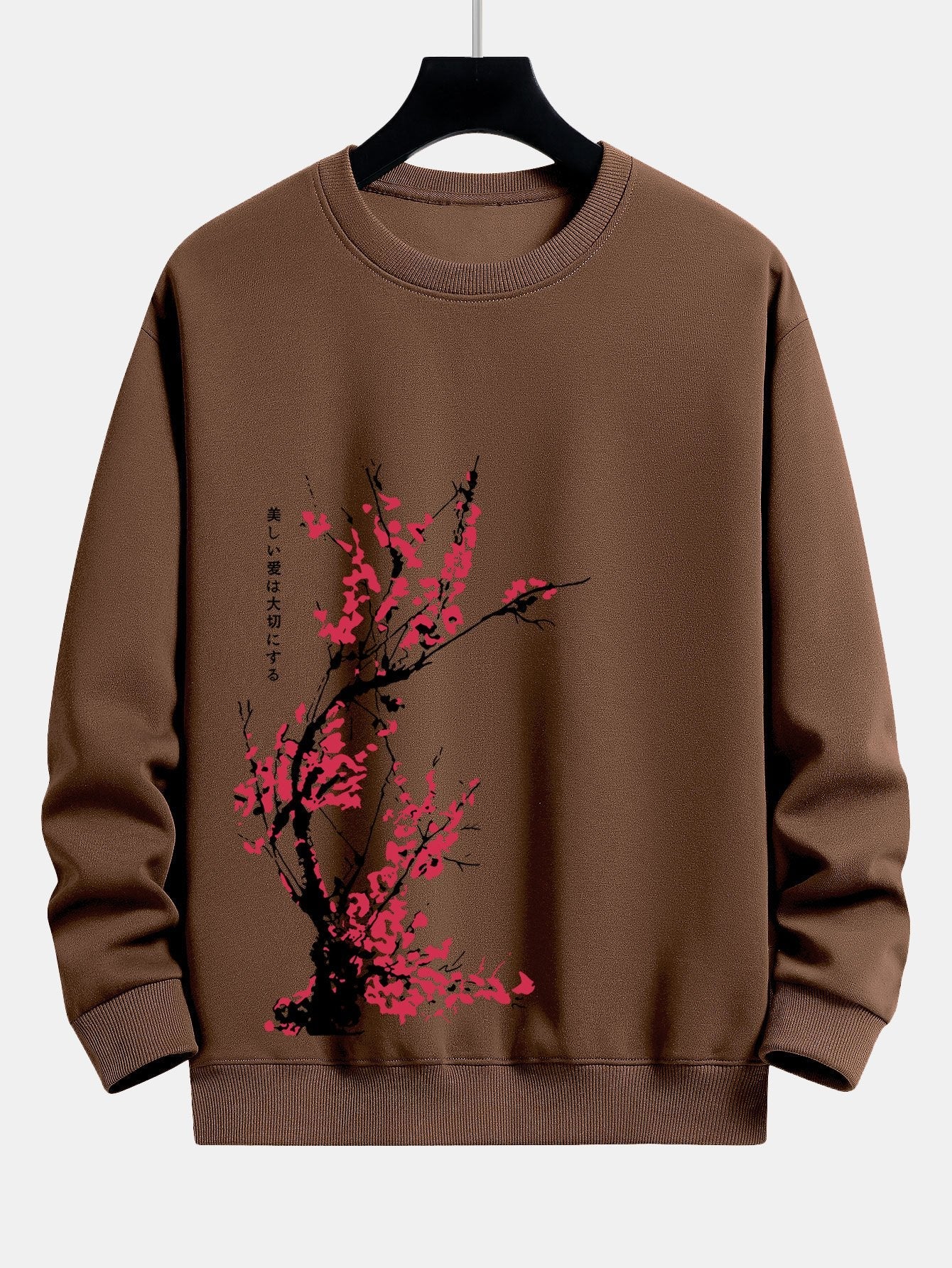 Sweat-shirt coupe décontractée à imprimé floral et slogan Plum Blossom