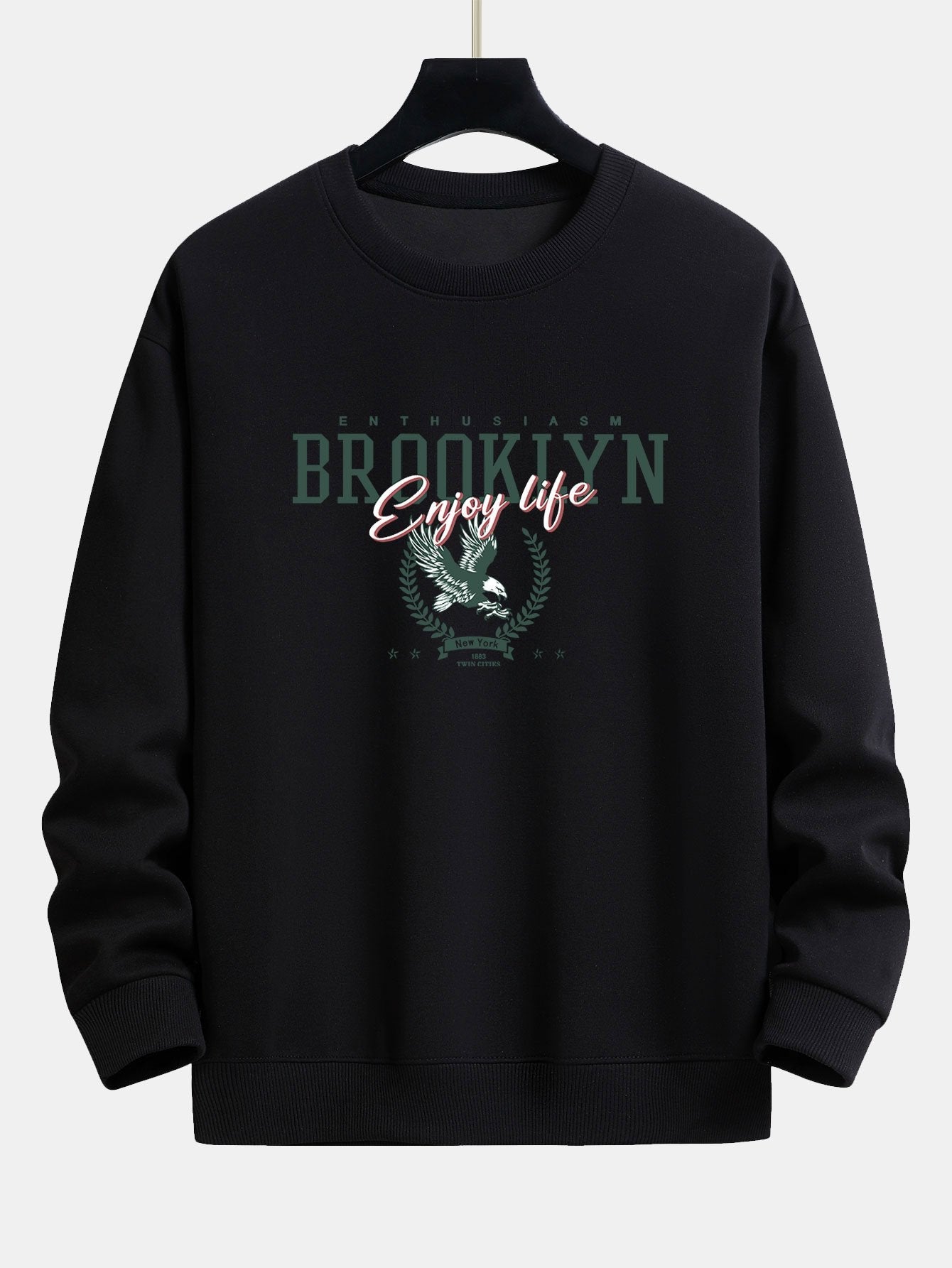 Sweat-shirt coupe décontractée à imprimé Brooklyn Eagle