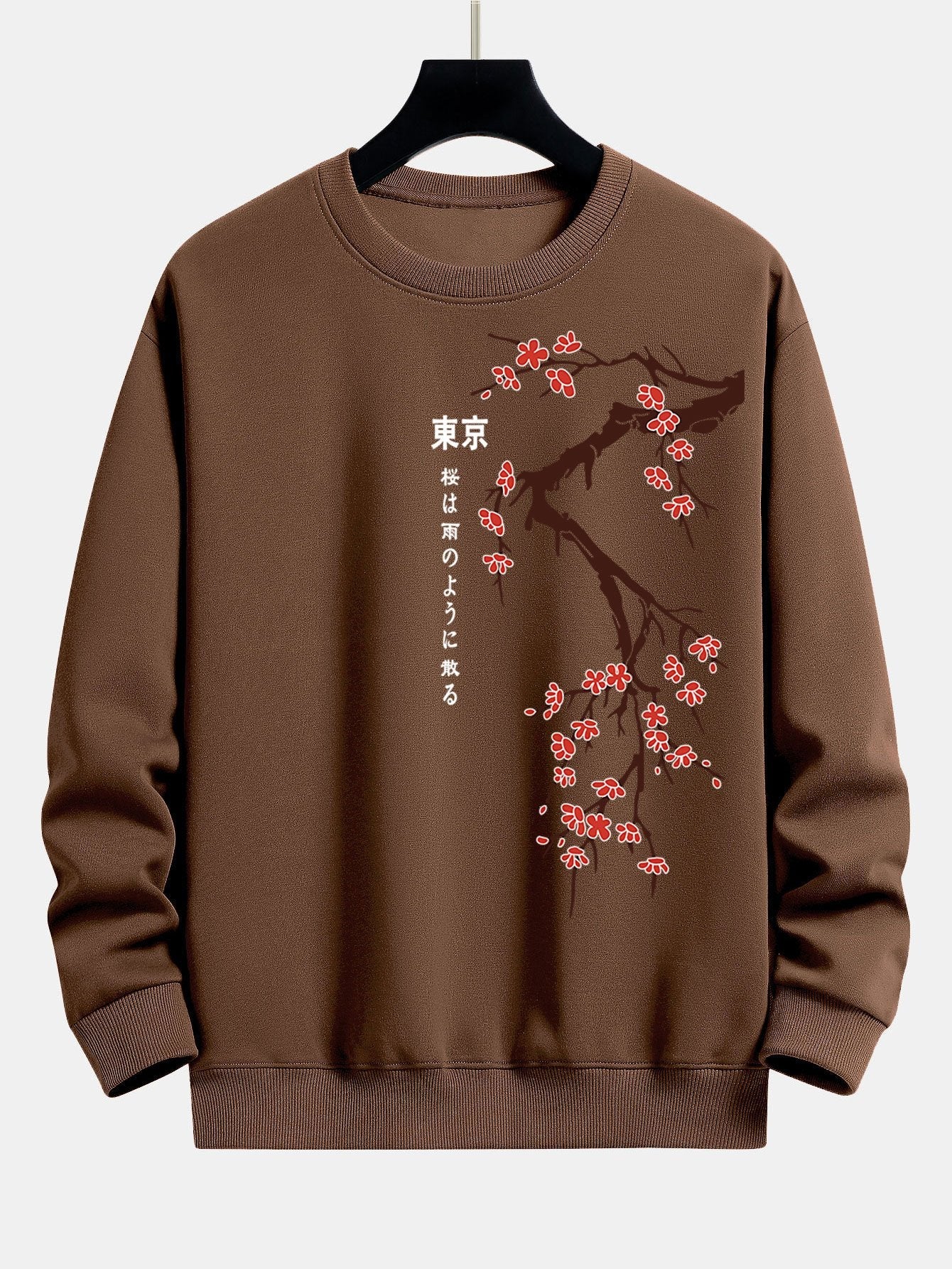 Tokyo Japanese Cherry Blossoms Print Relax Fit Sweatshirt