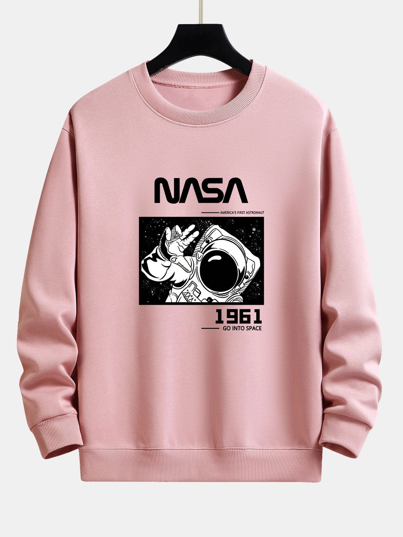 Sweat-shirt décontracté à imprimé slogan astronaute de la NASA