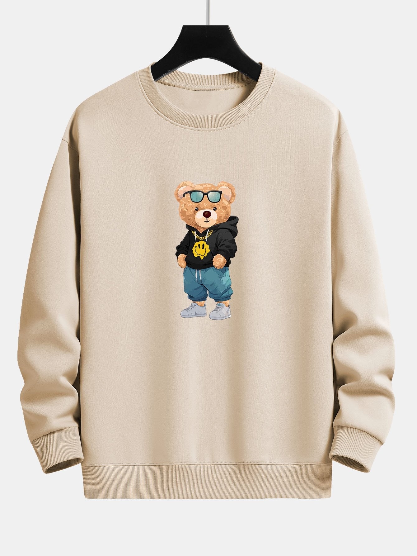 Sweat-shirt coupe décontractée à imprimé ours Hip Hop