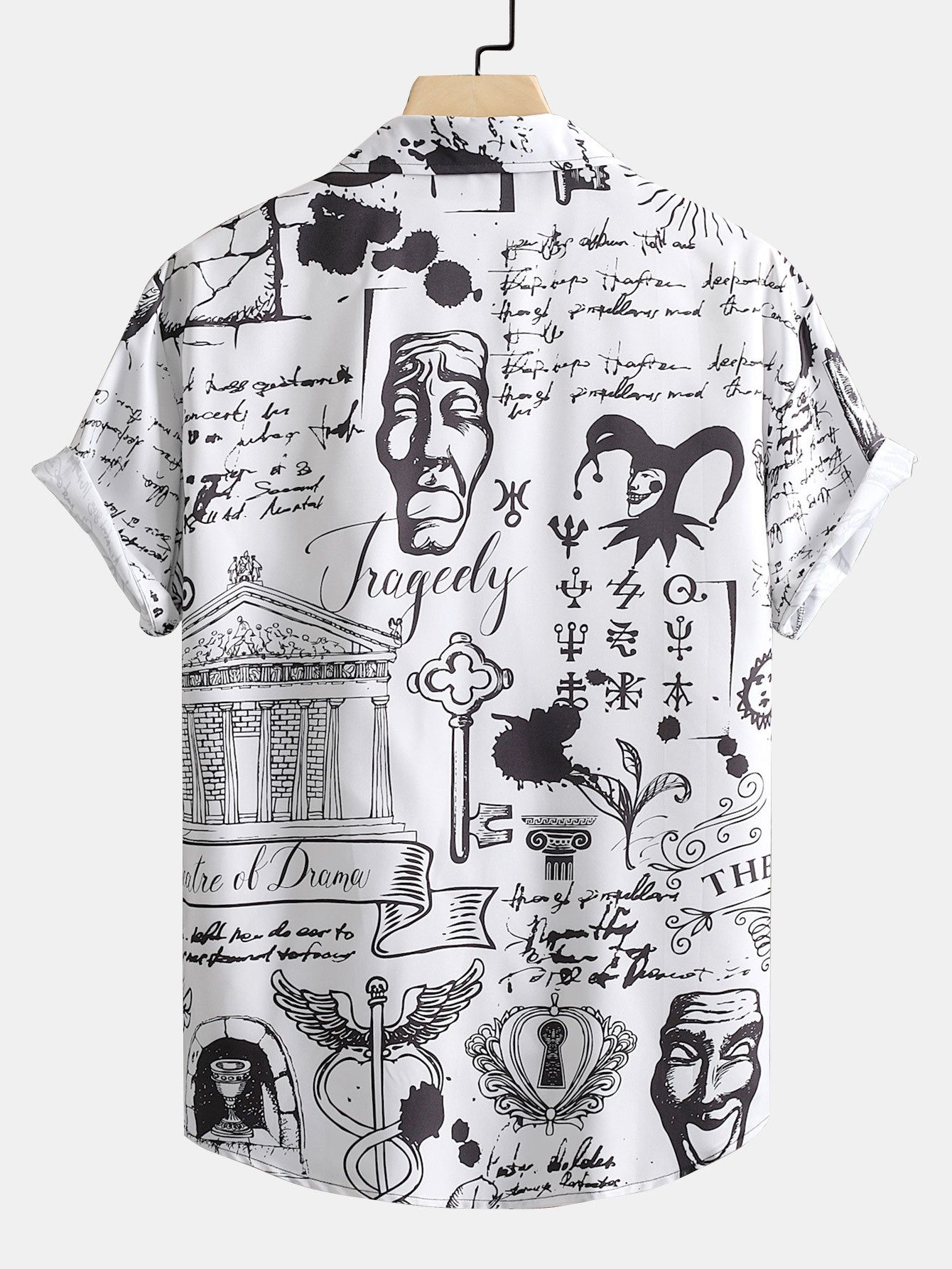 Chemise boutonnée avec texte imprimé tête de mort