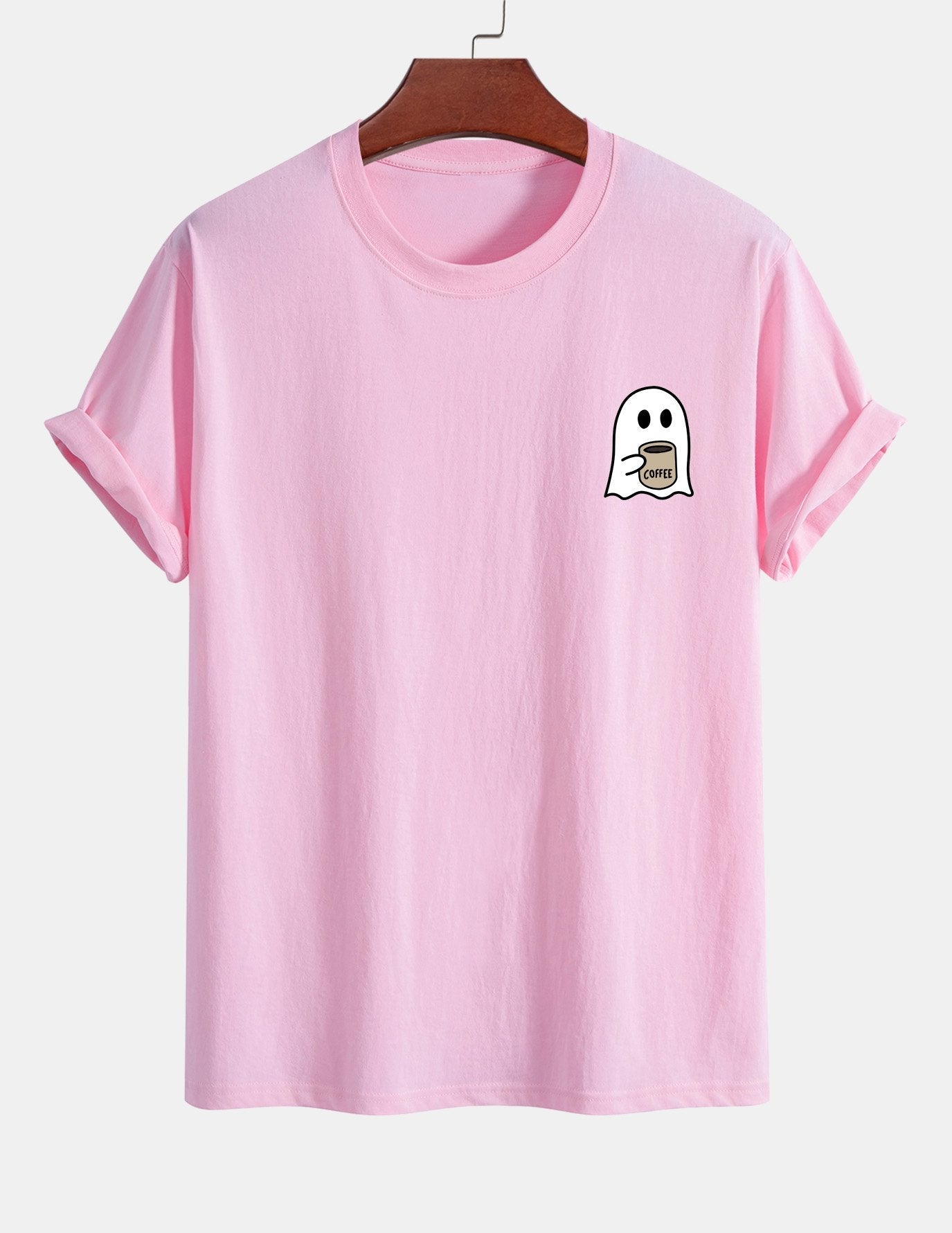 T-shirt en coton imprimé Ghost Drinking Coffee, coupe classique